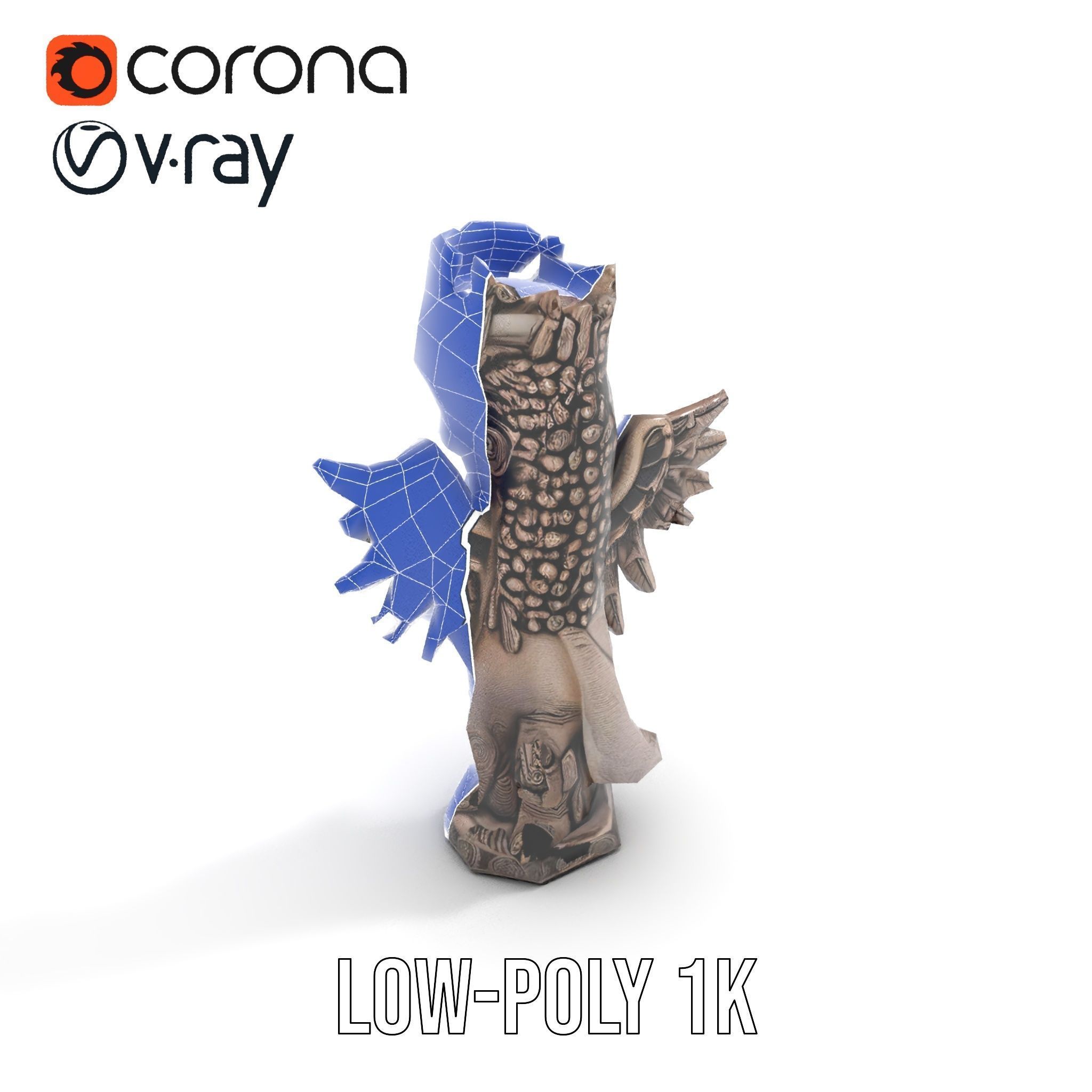 Ornate Winged Guardian Statue Model Pack Low-poly 3D model_25