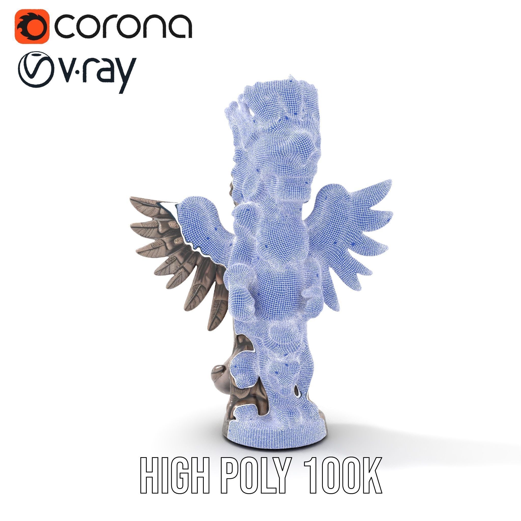 Ornate Winged Guardian Statue Model Pack Low-poly 3D model_33