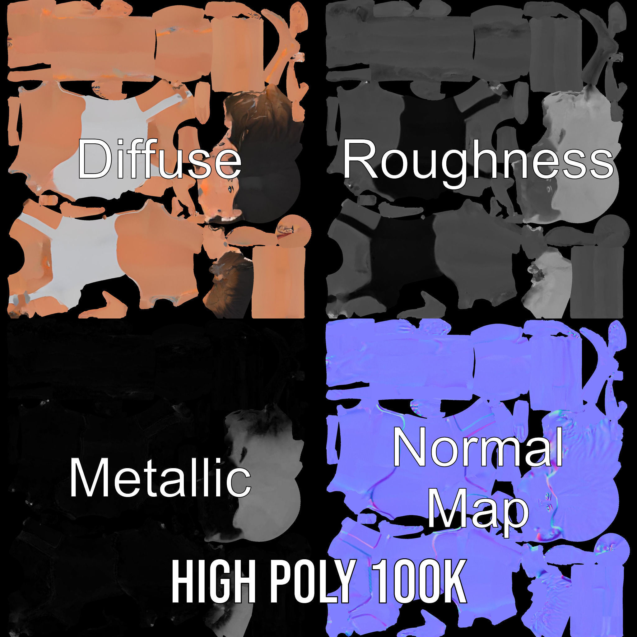 D Female Swimsuit Model Rigged and Animated Low-poly 3D model_3