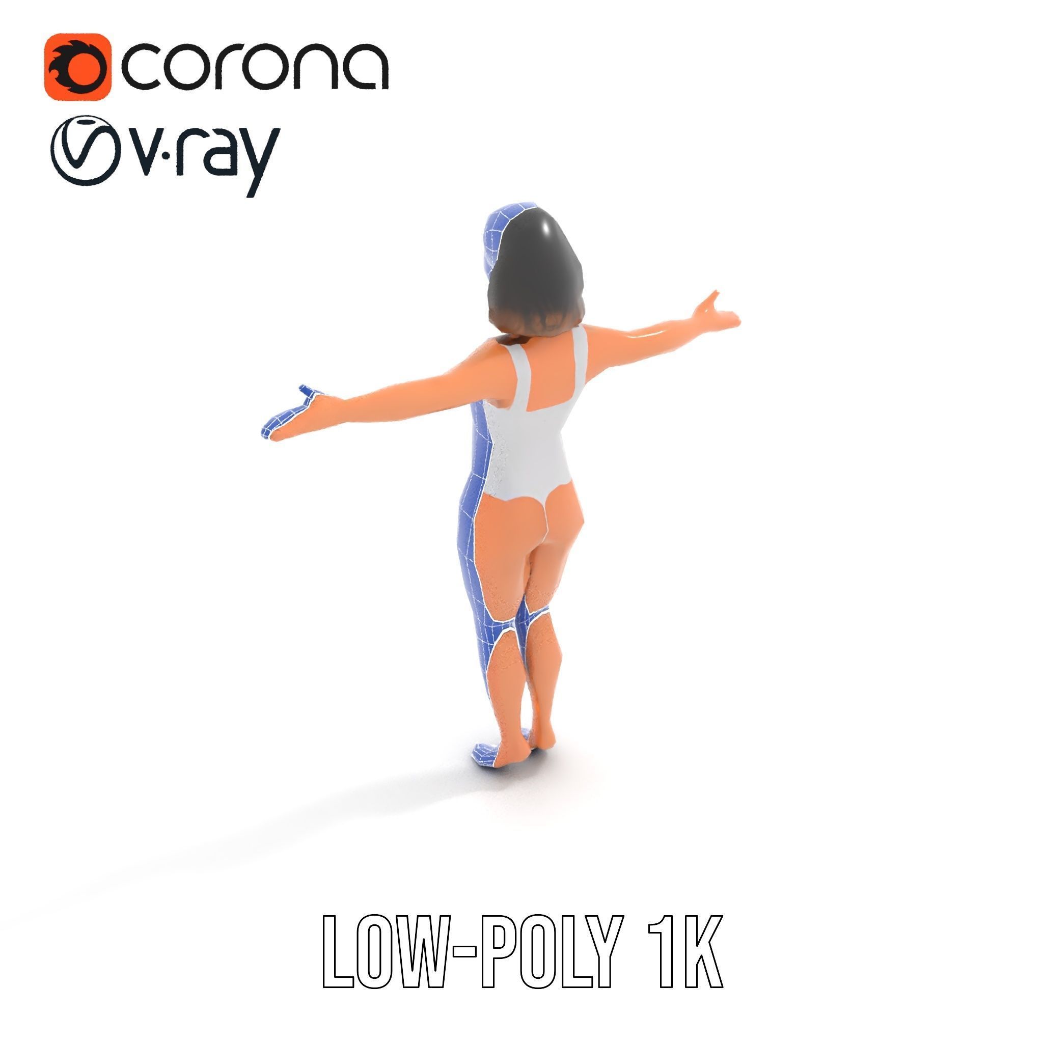 D Female Swimsuit Model Rigged and Animated Low-poly 3D model_22