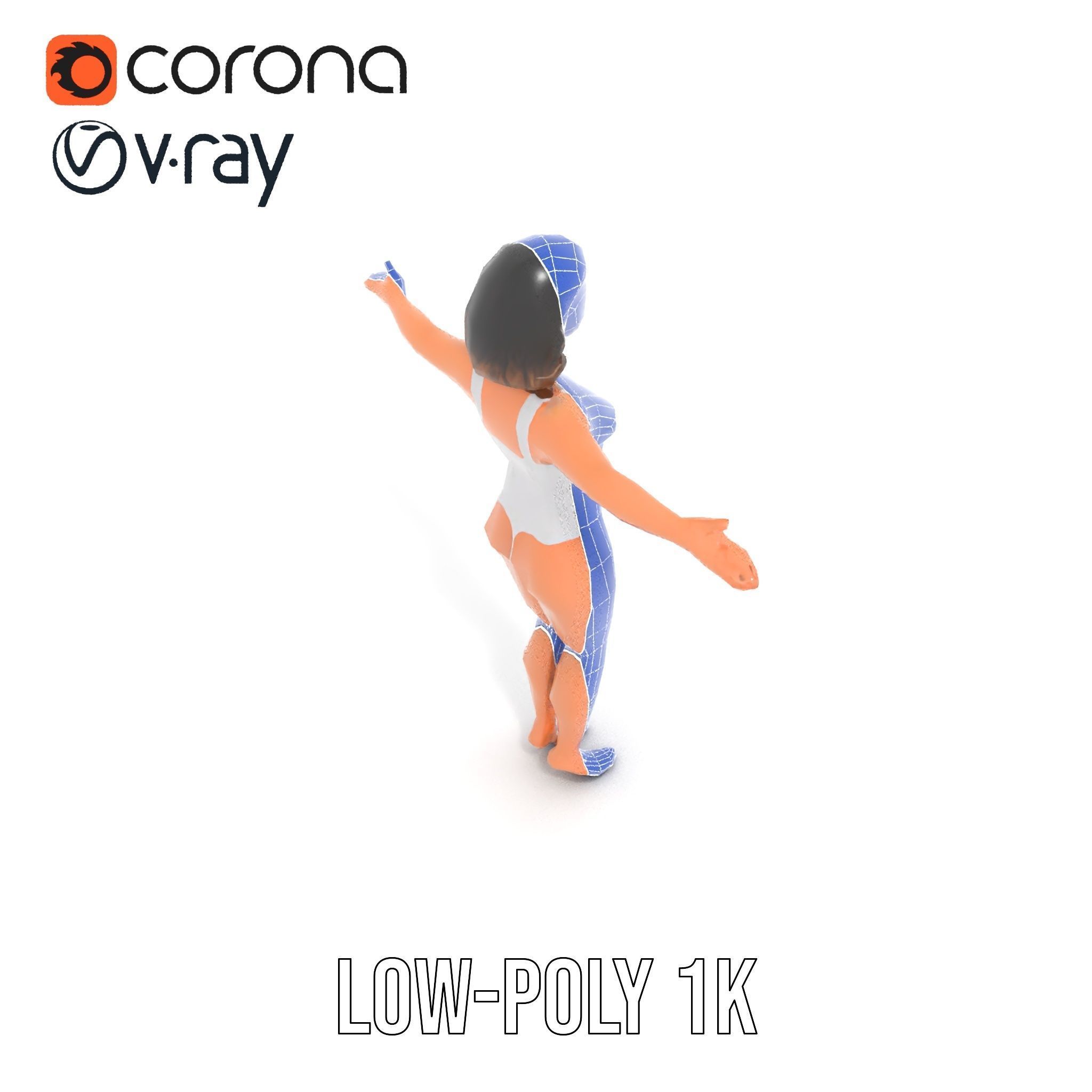 D Female Swimsuit Model Rigged and Animated Low-poly 3D model_28