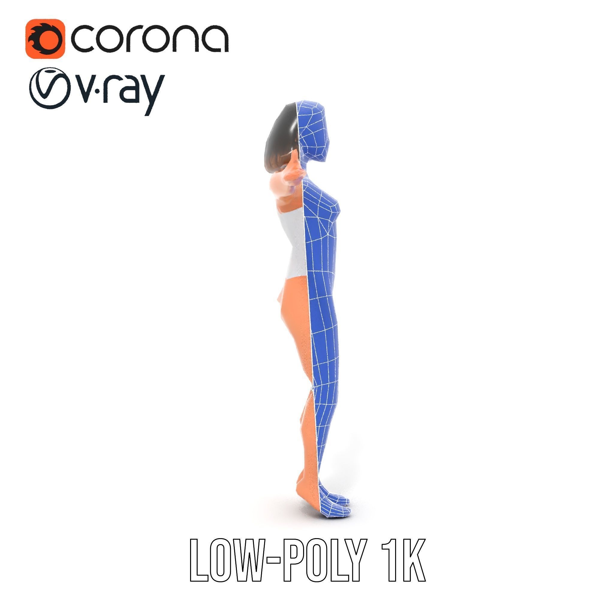 D Female Swimsuit Model Rigged and Animated Low-poly 3D model_25