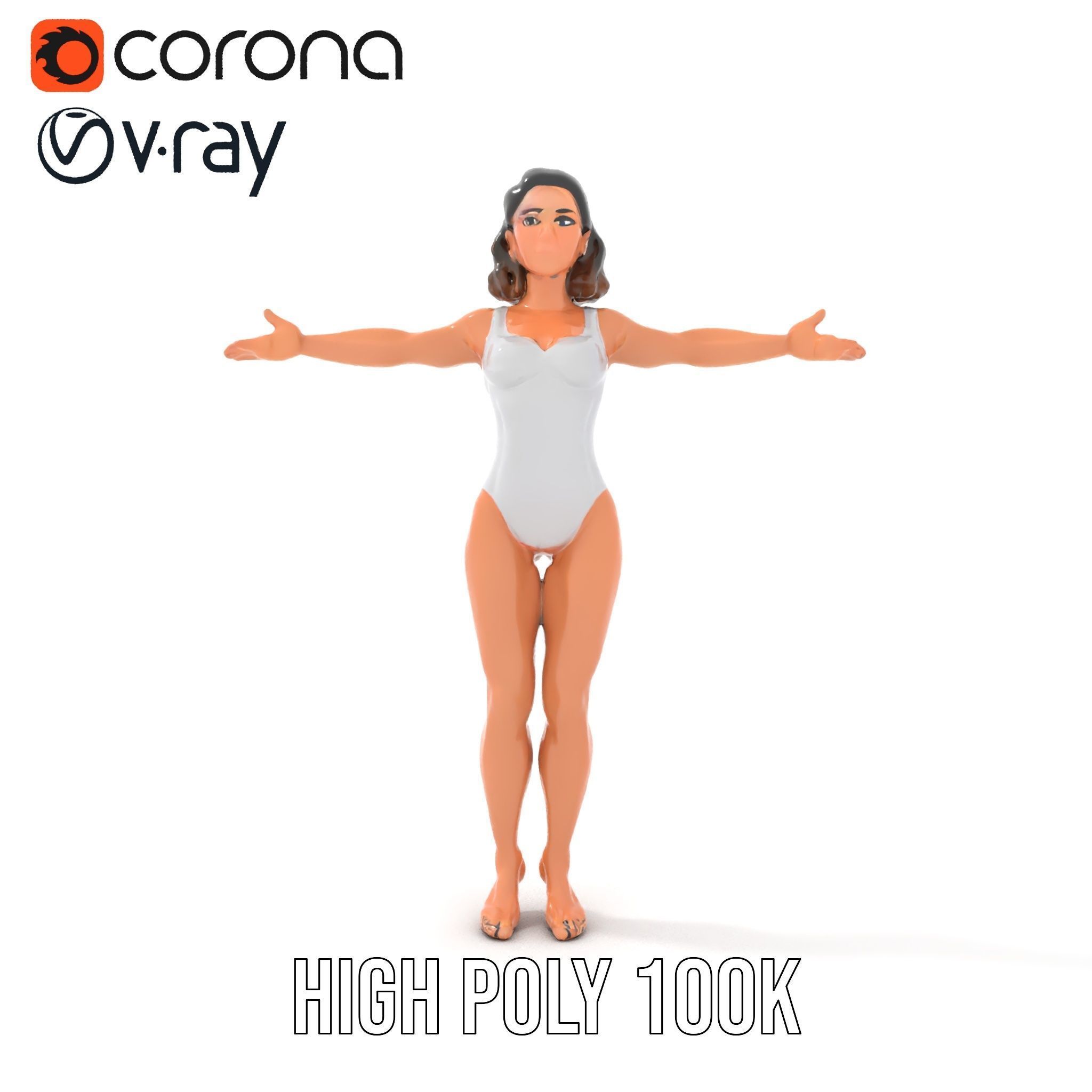 D Female Swimsuit Model Rigged and Animated Low-poly 3D model_14