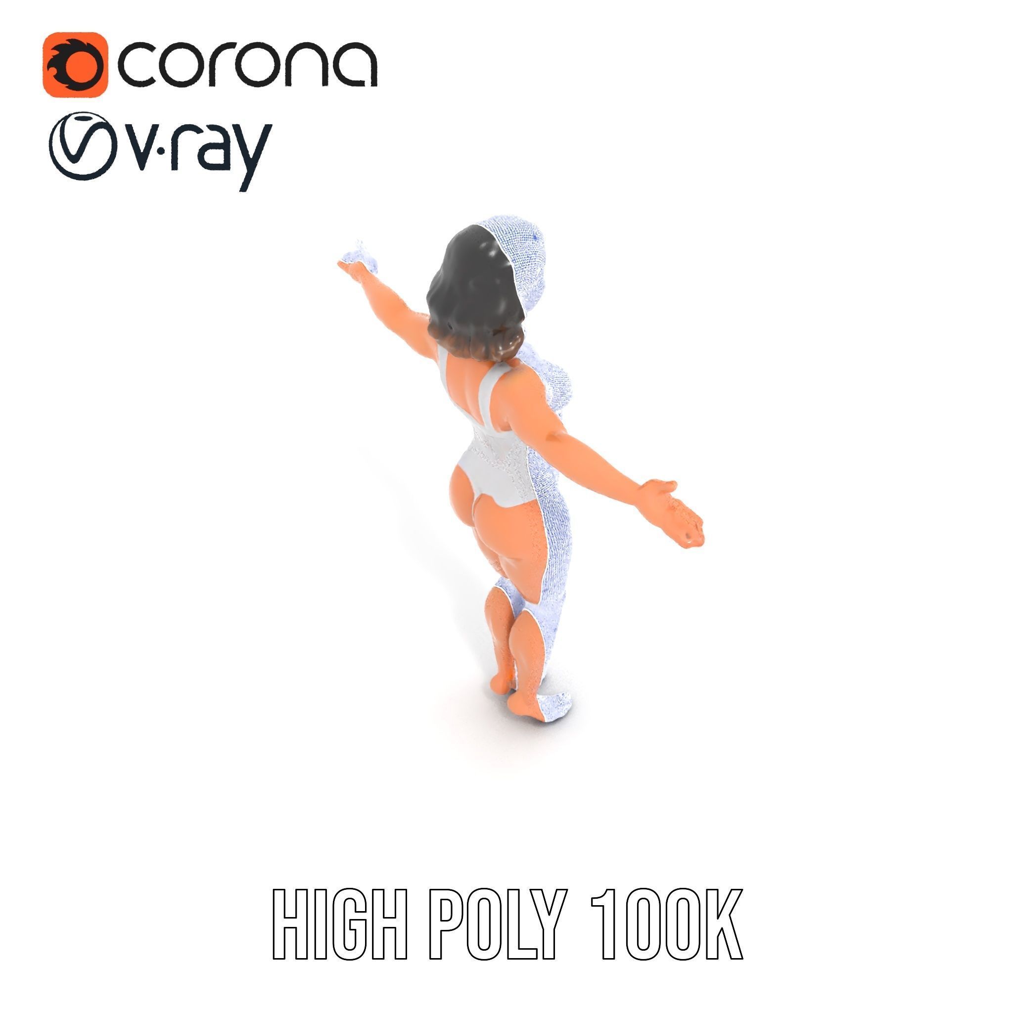 D Female Swimsuit Model Rigged and Animated Low-poly 3D model_36