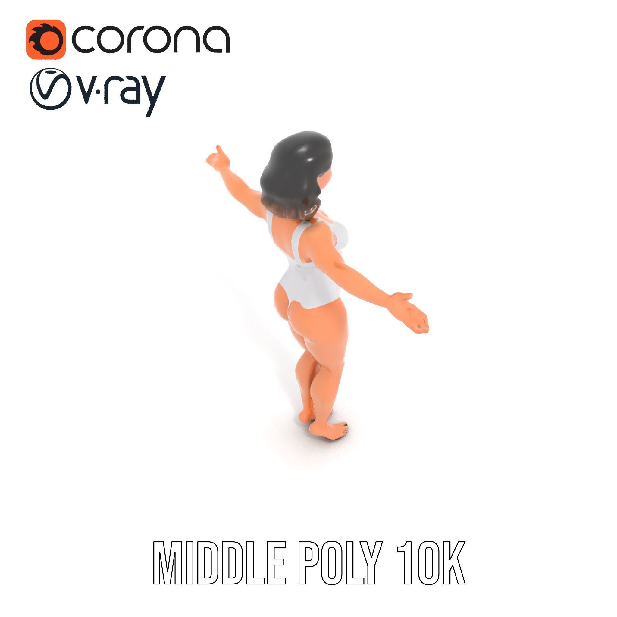 D Female Swimsuit Model Rigged and Animated Low-poly 3D model_15