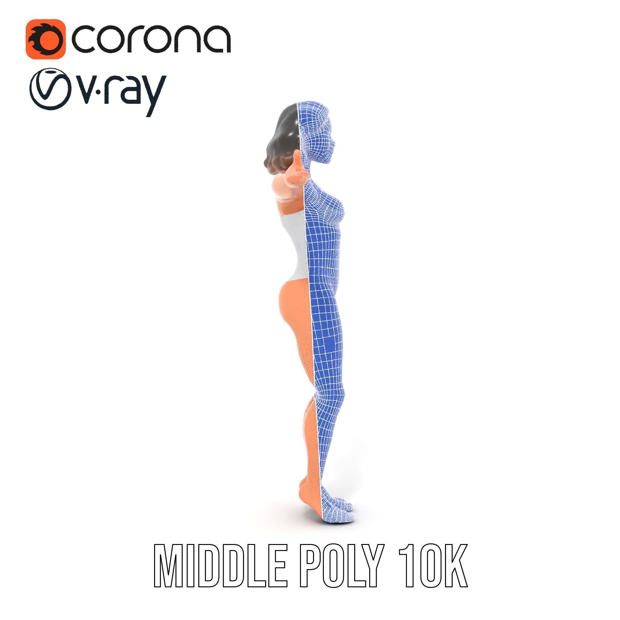 D Female Swimsuit Model Rigged and Animated Low-poly 3D model_34