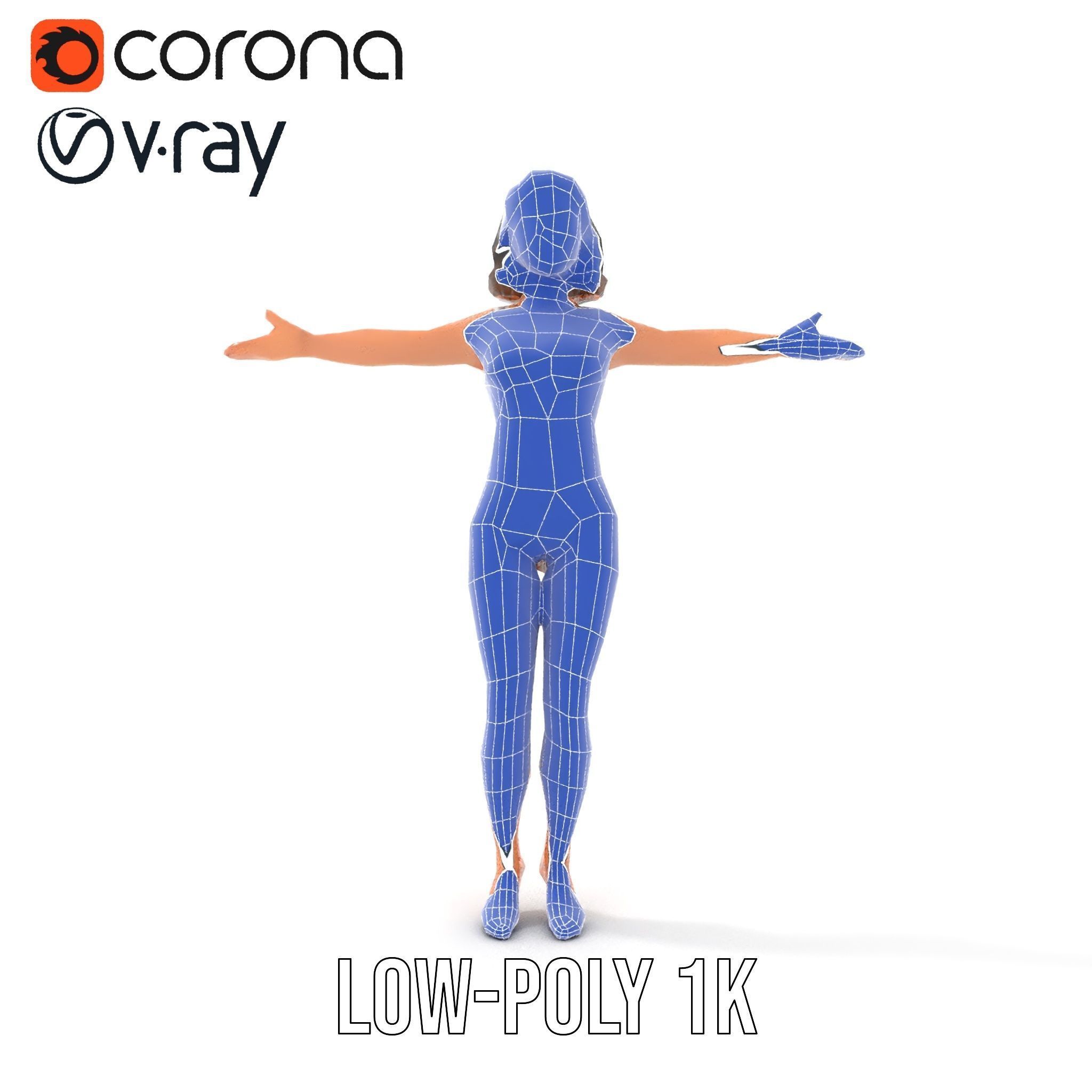 D Female Swimsuit Model Rigged and Animated Low-poly 3D model_31