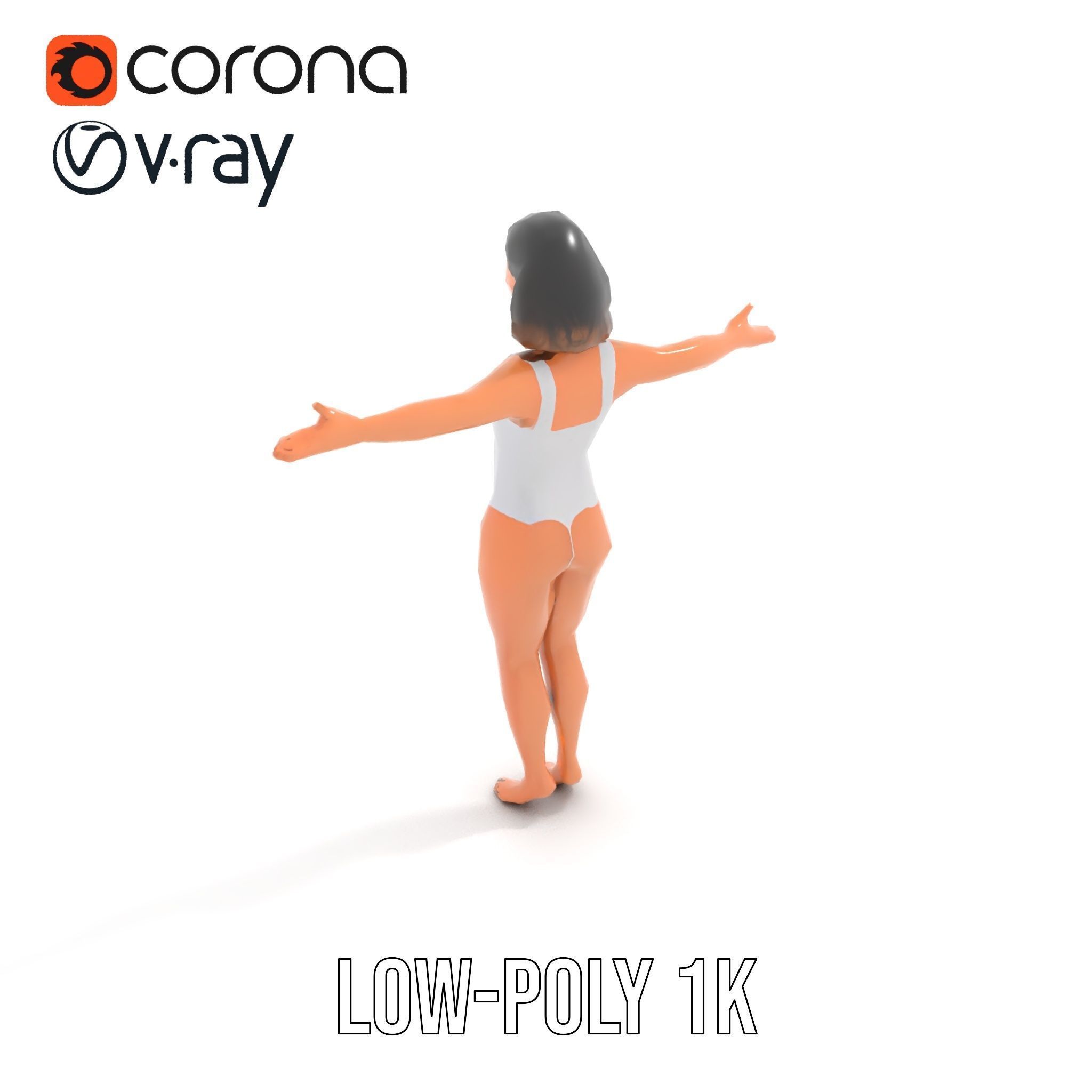 D Female Swimsuit Model Rigged and Animated Low-poly 3D model_10