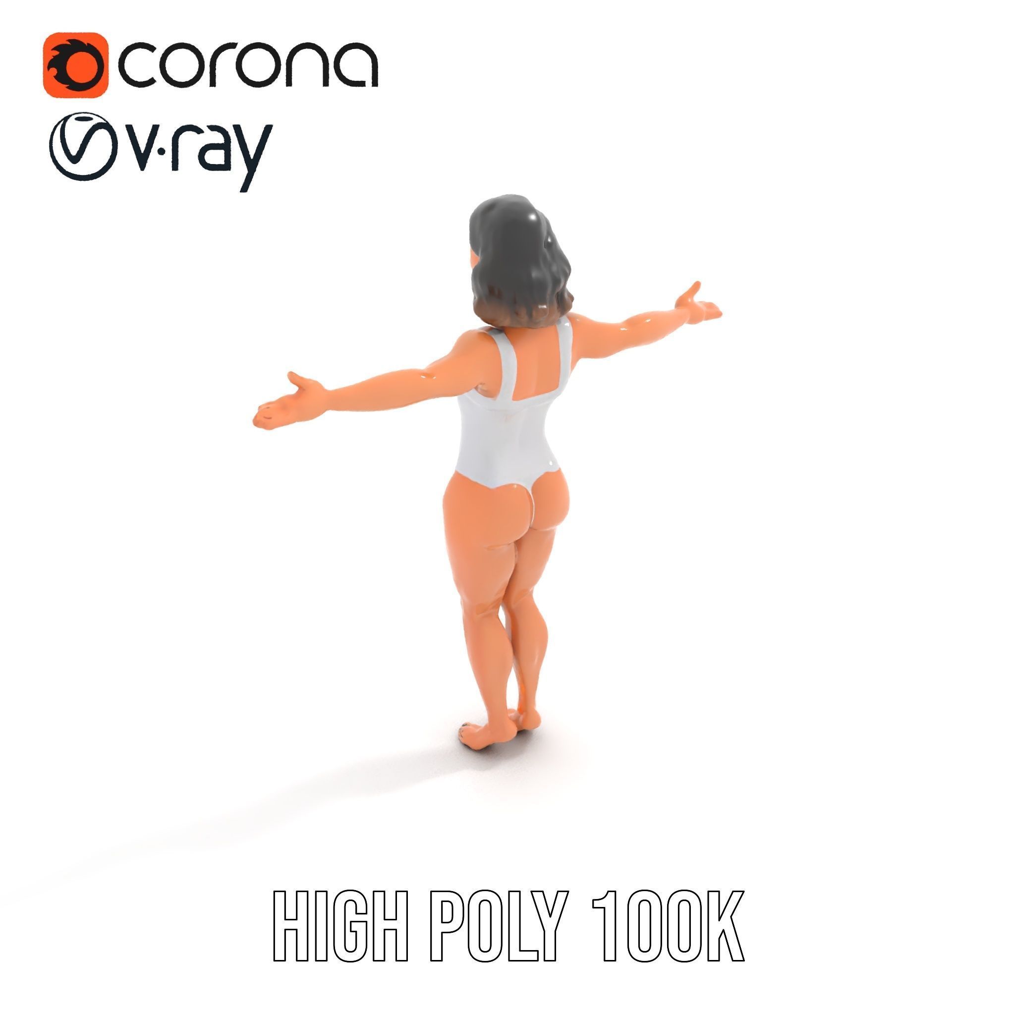 D Female Swimsuit Model Rigged and Animated Low-poly 3D model_11