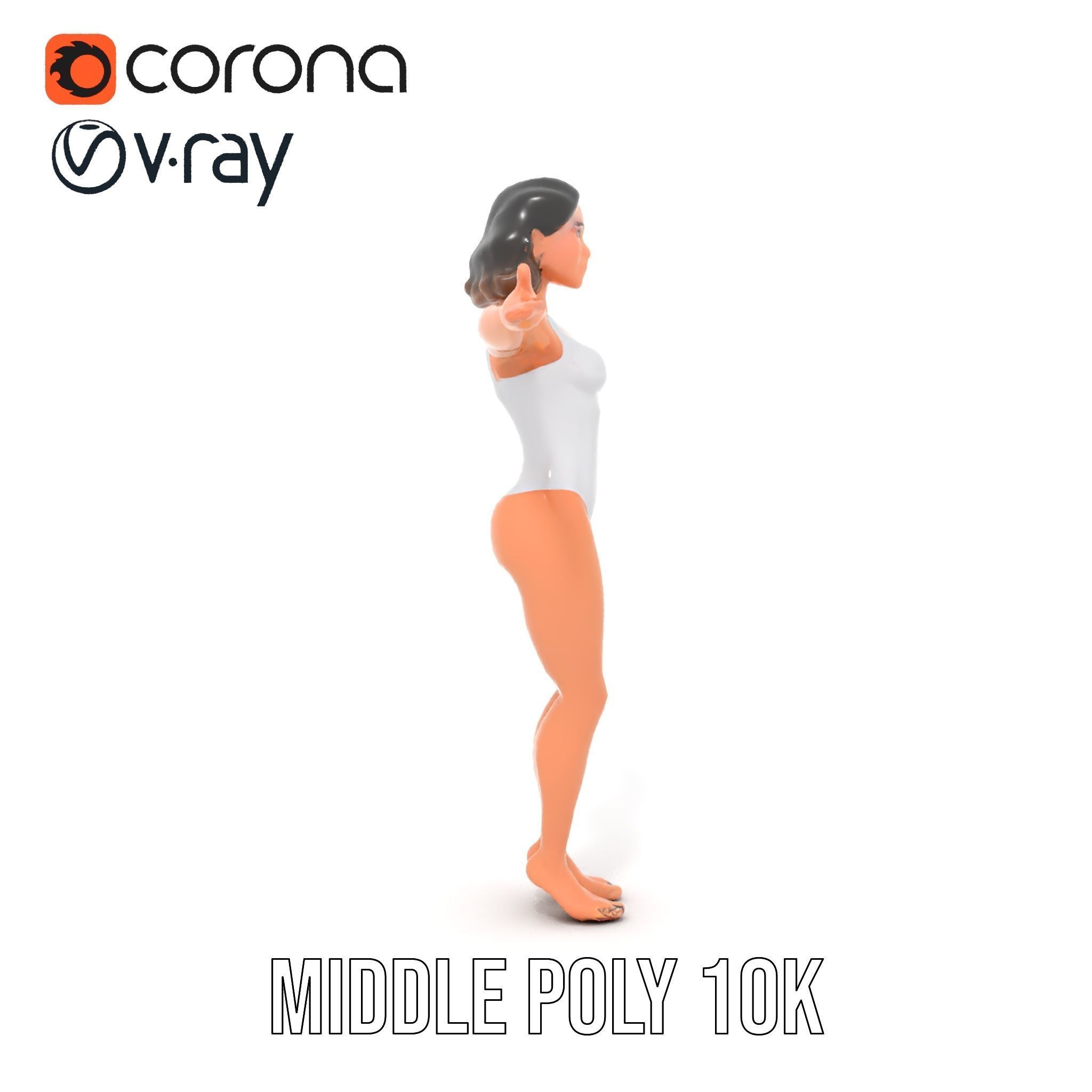 D Female Swimsuit Model Rigged and Animated Low-poly 3D model_9