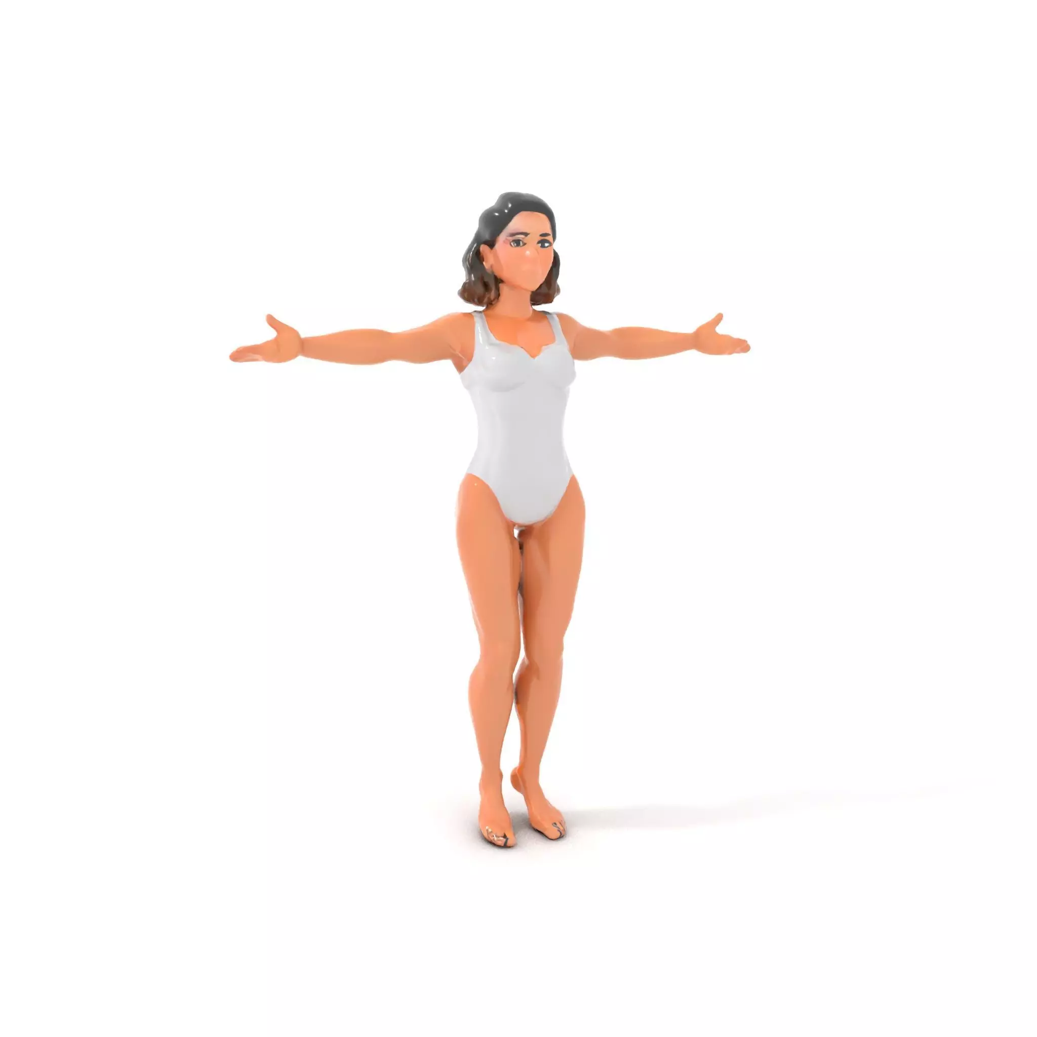 D Female Swimsuit Model Rigged and Animated Low-poly 3D model_0