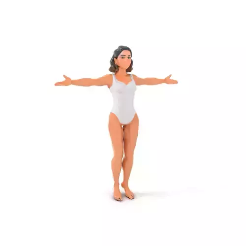 D Female Swimsuit Model Rigged and Animated Low-poly 3D model