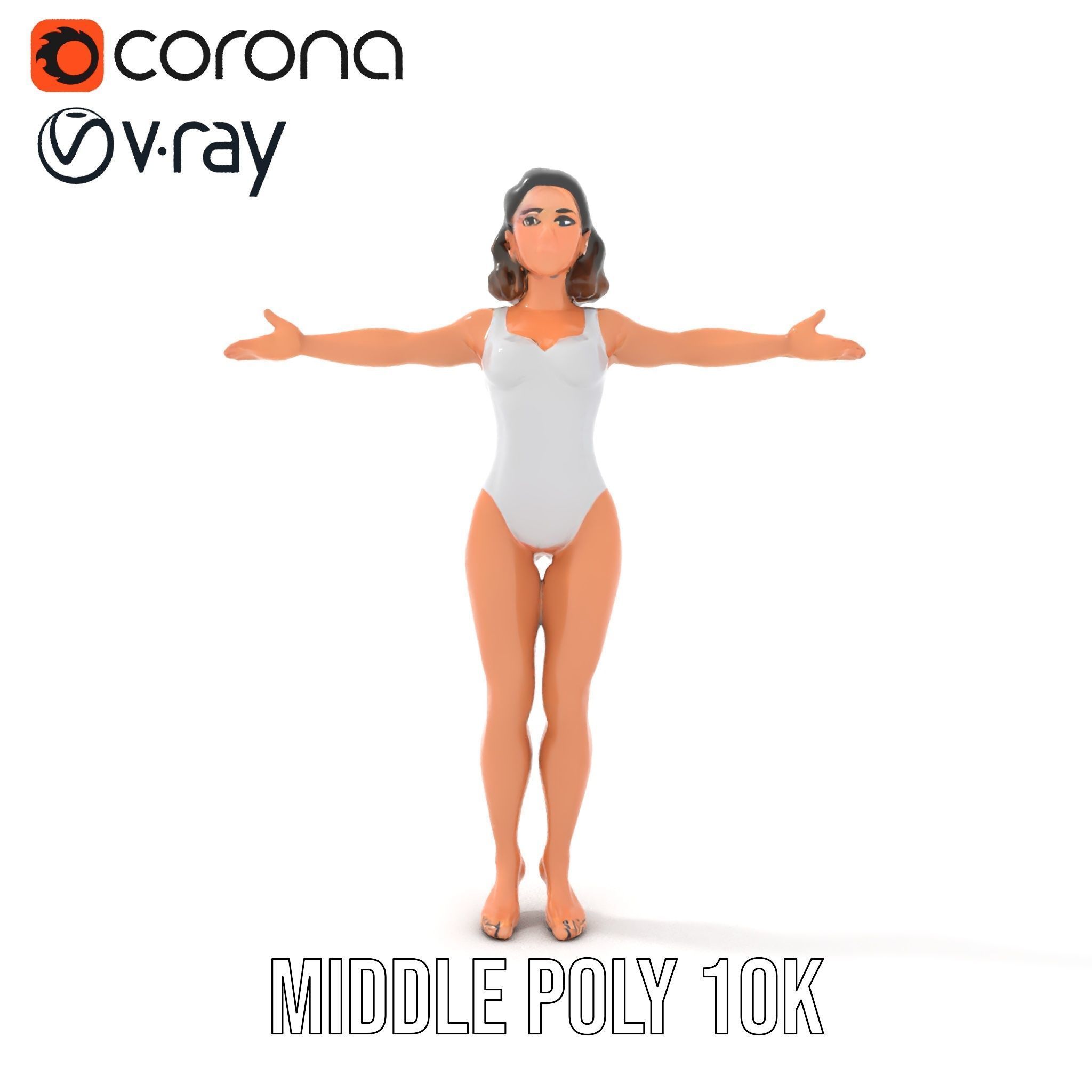 D Female Swimsuit Model Rigged and Animated Low-poly 3D model_18