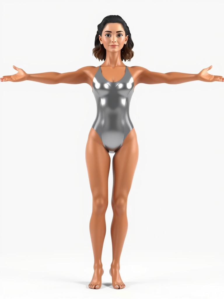 D Female Swimsuit Model Rigged and Animated Low-poly 3D model_2