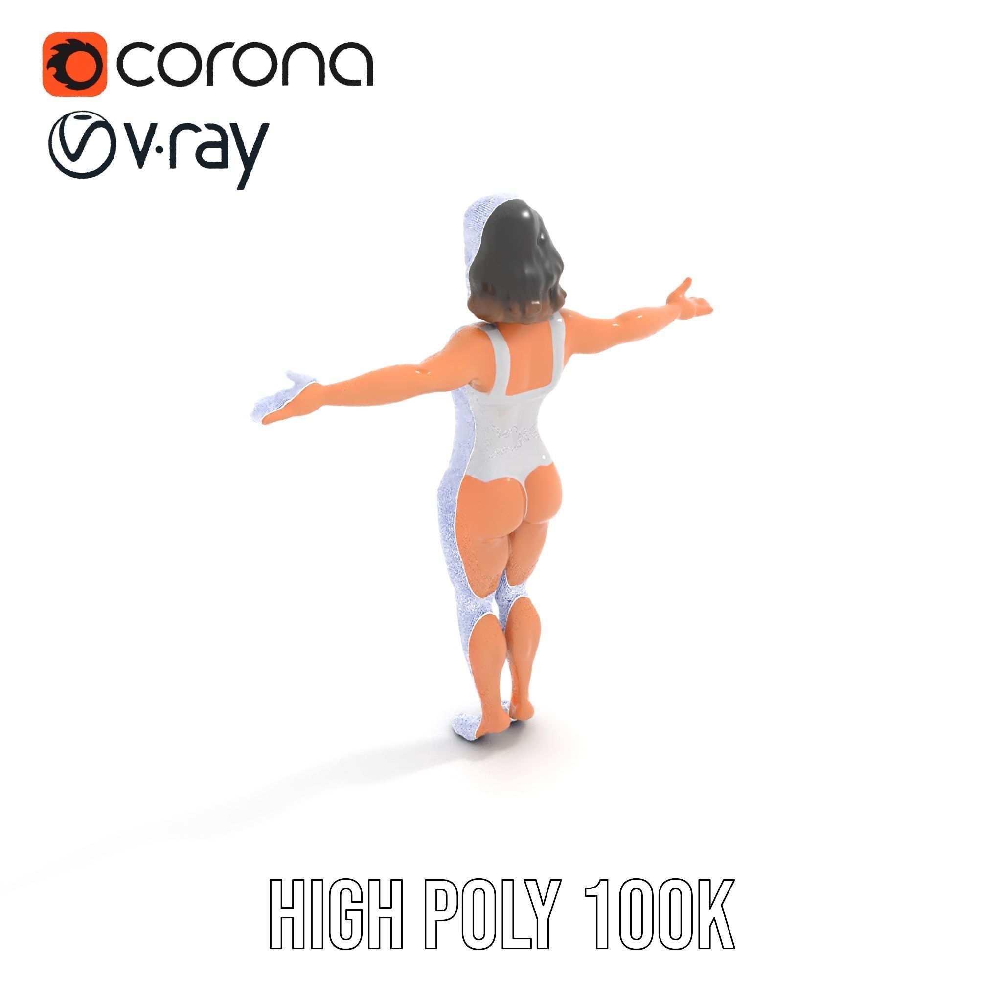 D Female Swimsuit Model Rigged and Animated Low-poly 3D model_26