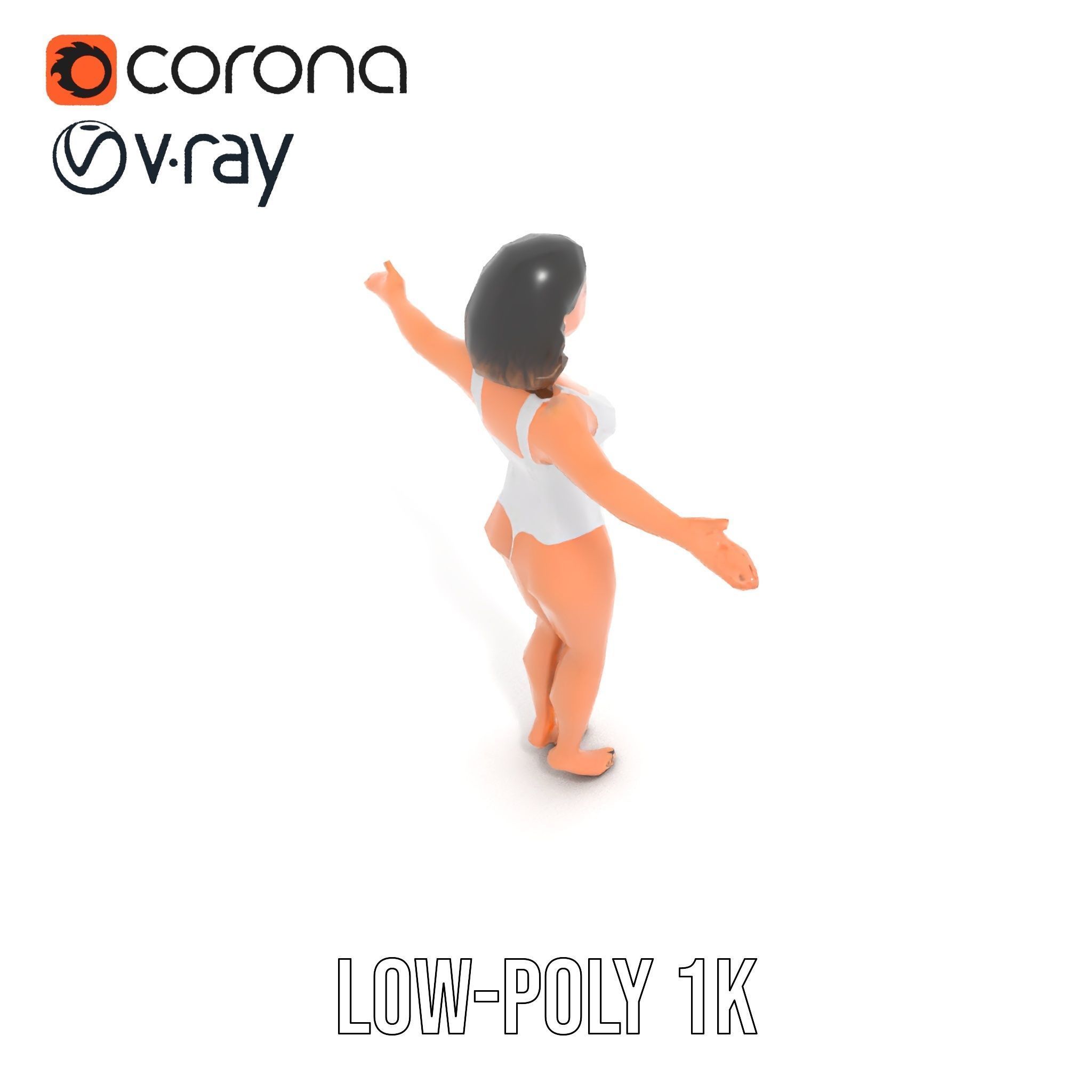 D Female Swimsuit Model Rigged and Animated Low-poly 3D model_19