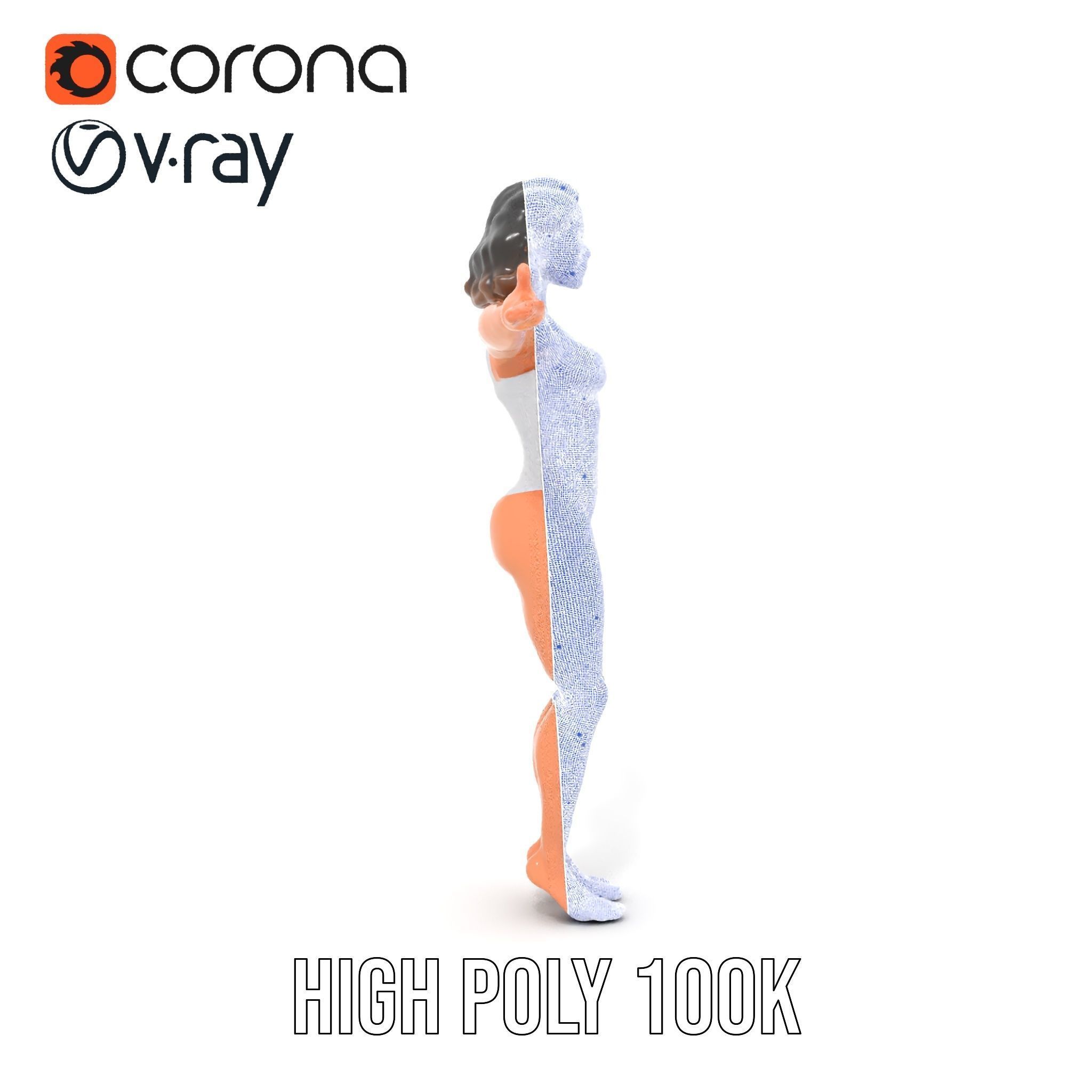 D Female Swimsuit Model Rigged and Animated Low-poly 3D model_35