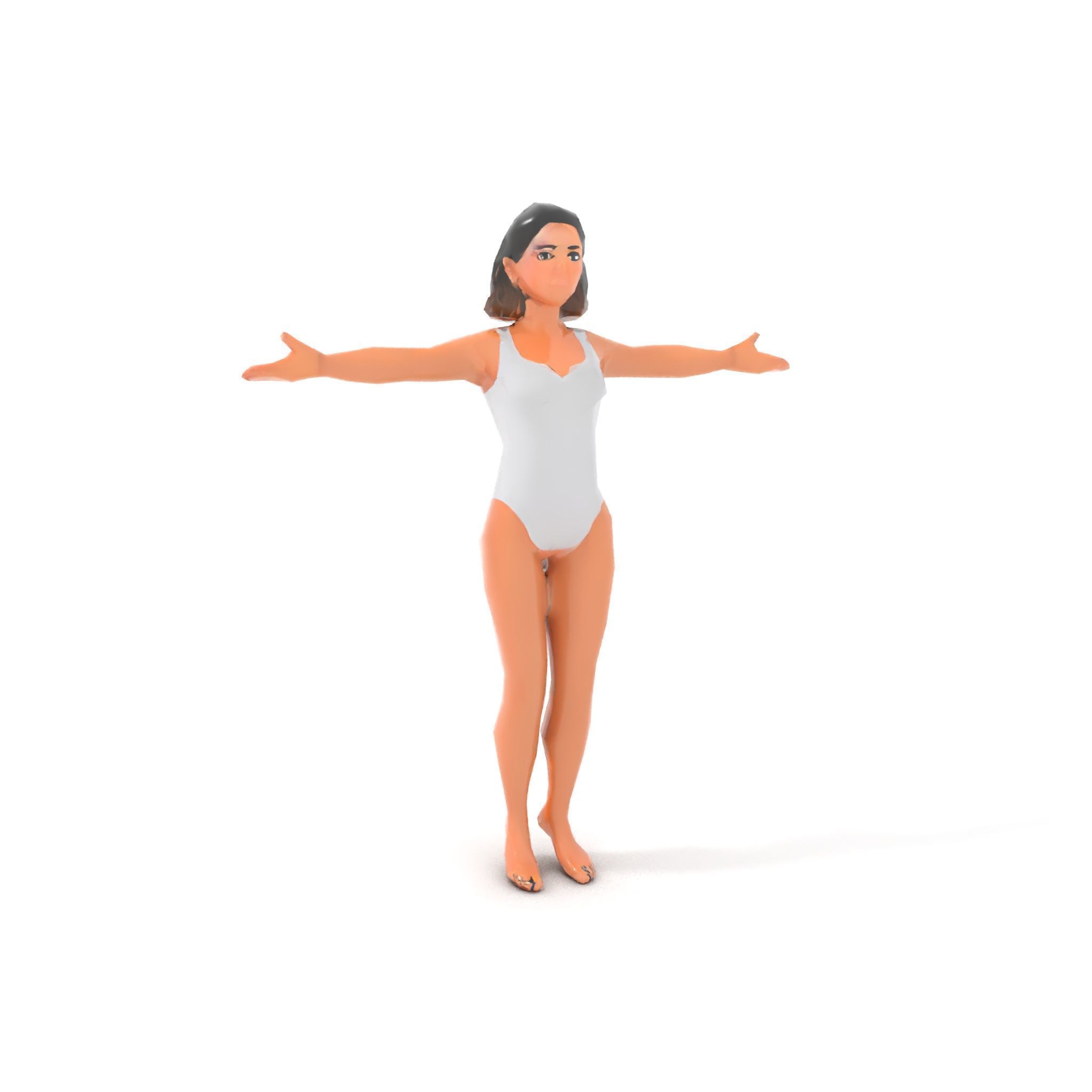 D Female Swimsuit Model Rigged and Animated Low-poly 3D model_8