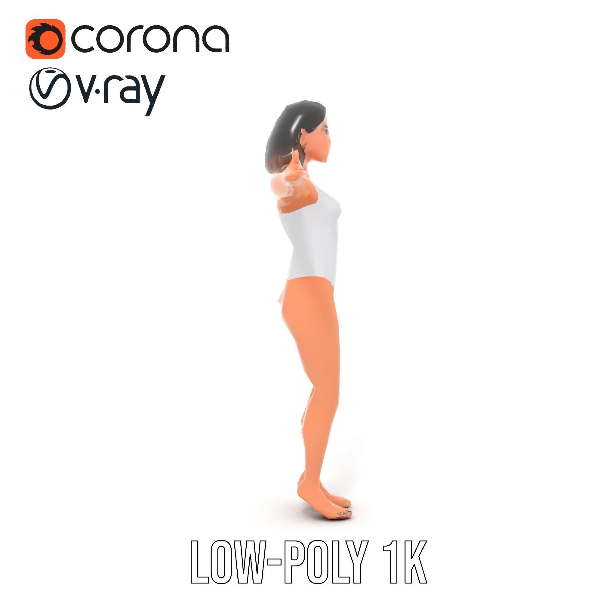 D Female Swimsuit Model Rigged and Animated Low-poly 3D model_13