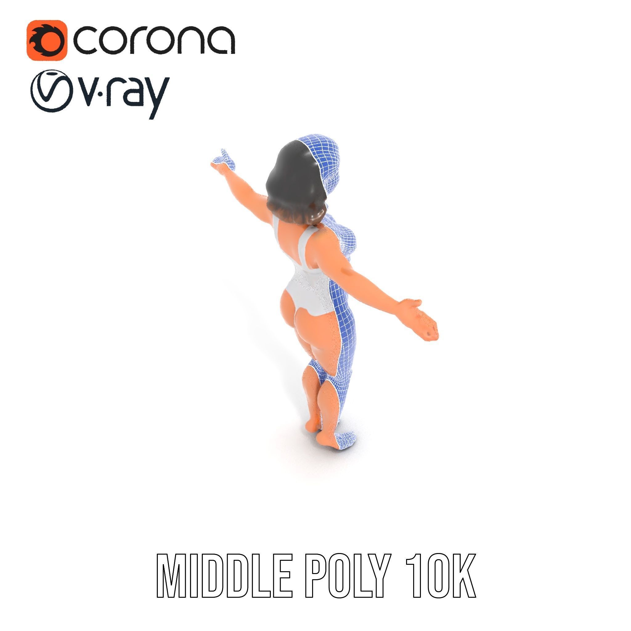 D Female Swimsuit Model Rigged and Animated Low-poly 3D model_21