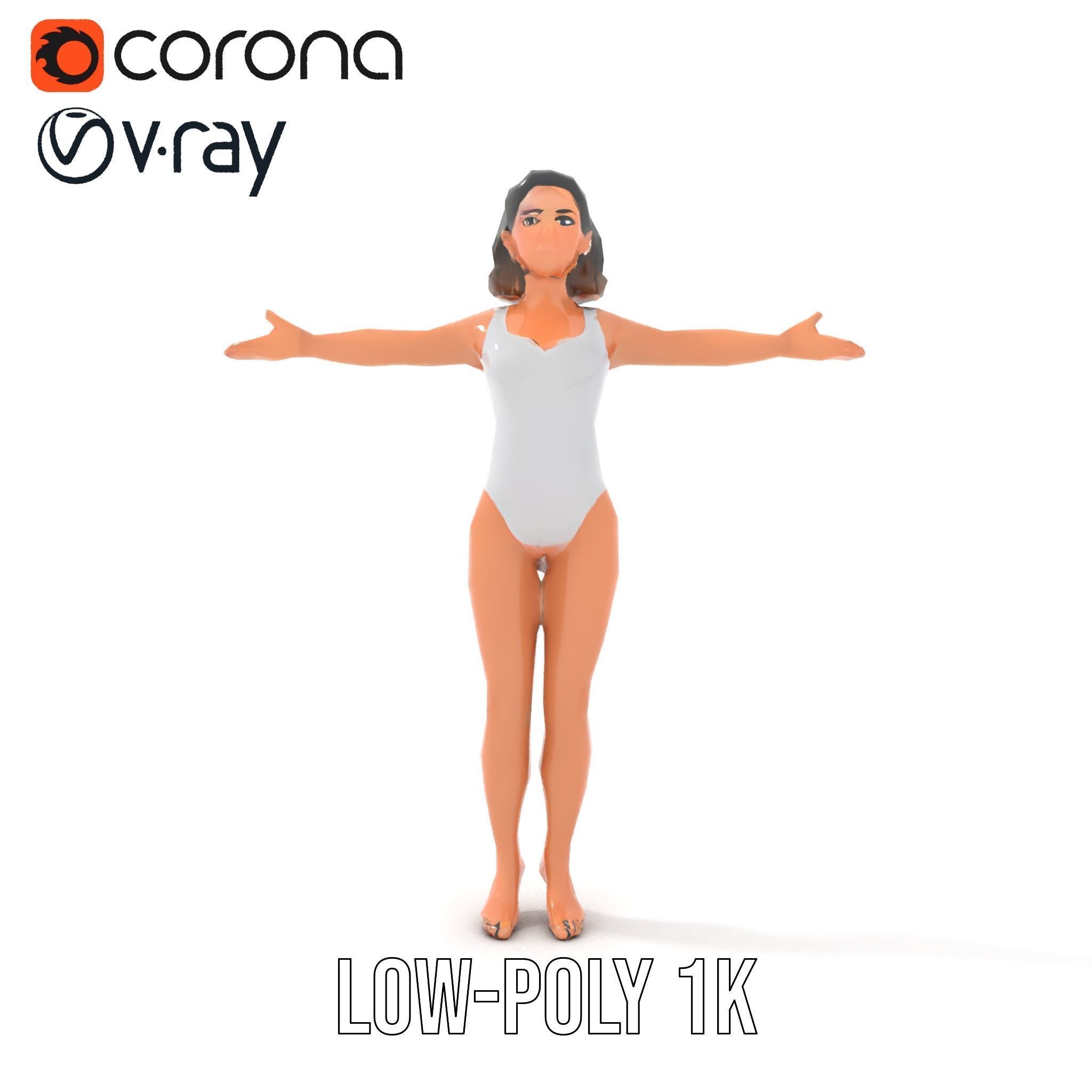 D Female Swimsuit Model Rigged and Animated Low-poly 3D model_7