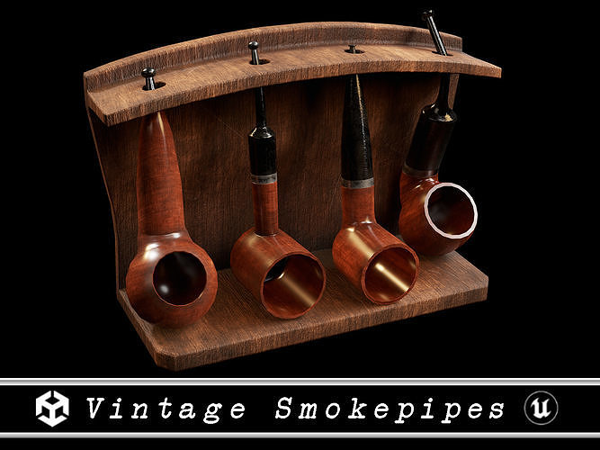 Vintage Smokepipes  Low-poly 3D model