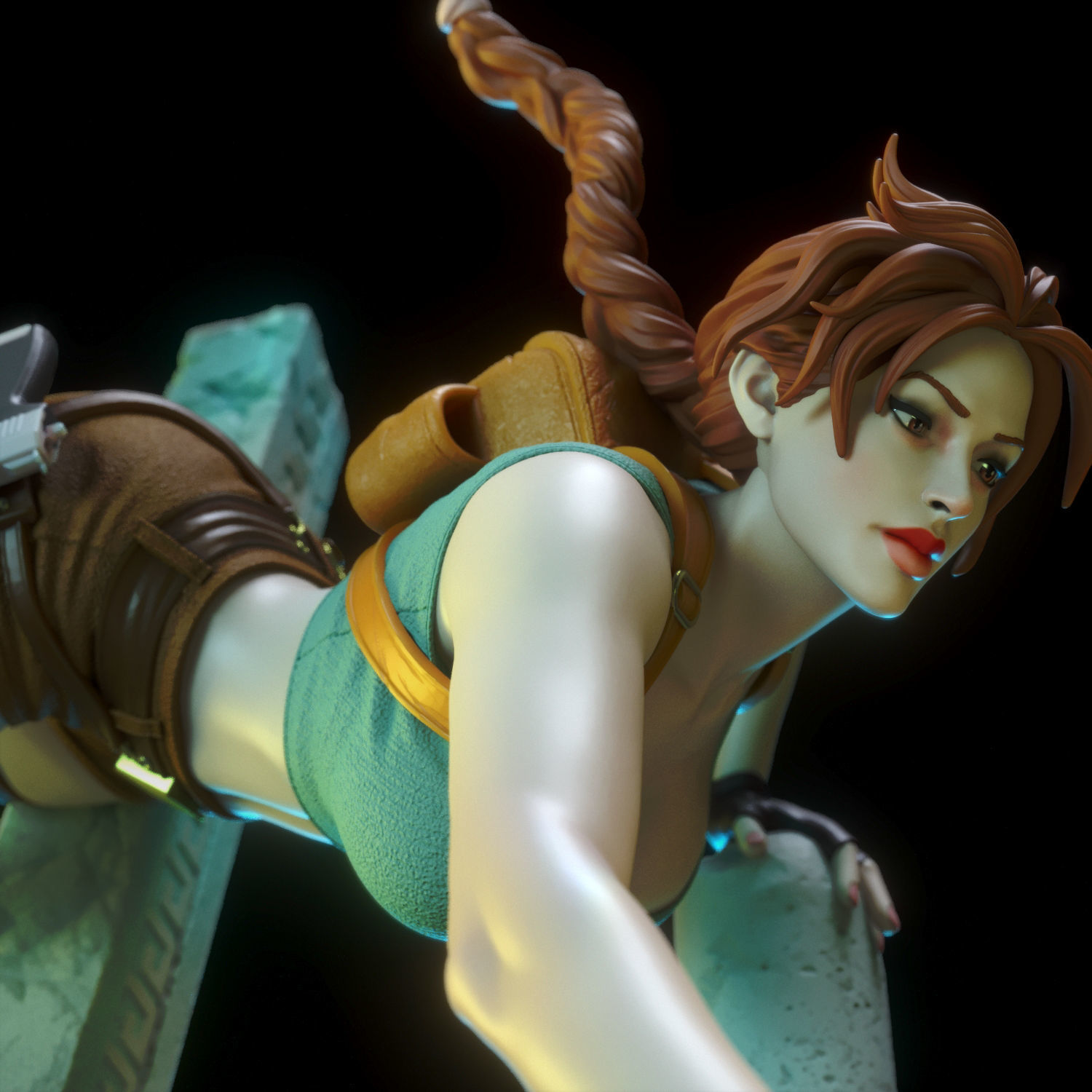 Lara Croft swimming 3D print model_13