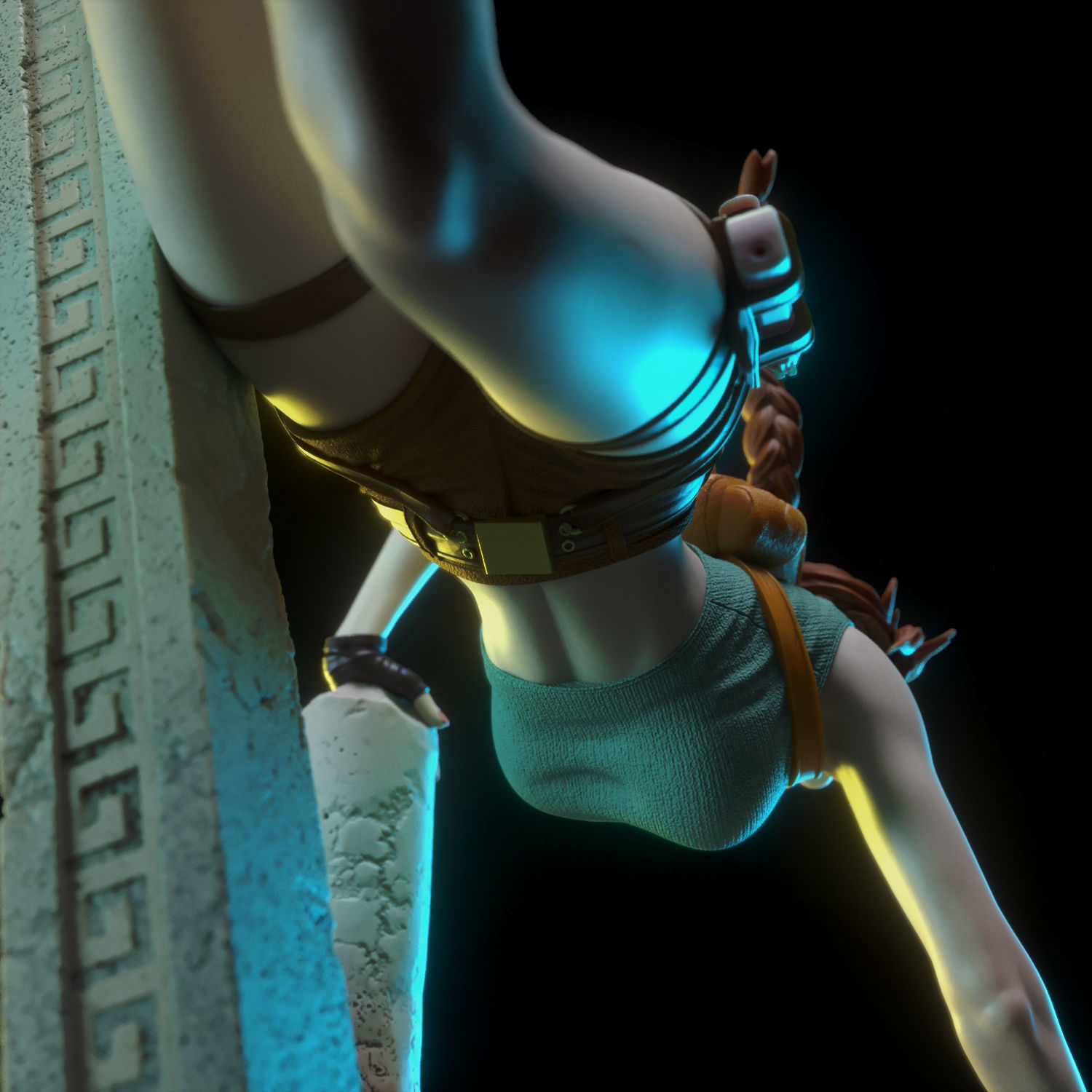 Lara Croft swimming 3D print model_17