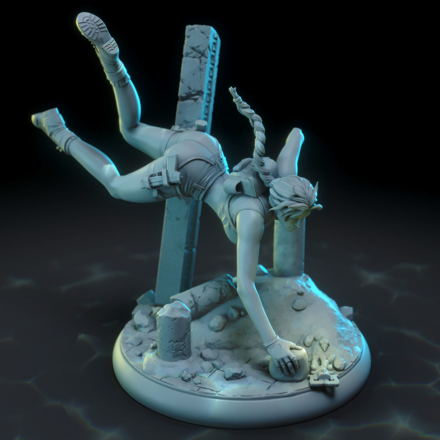 Lara Croft swimming 3D print model_18