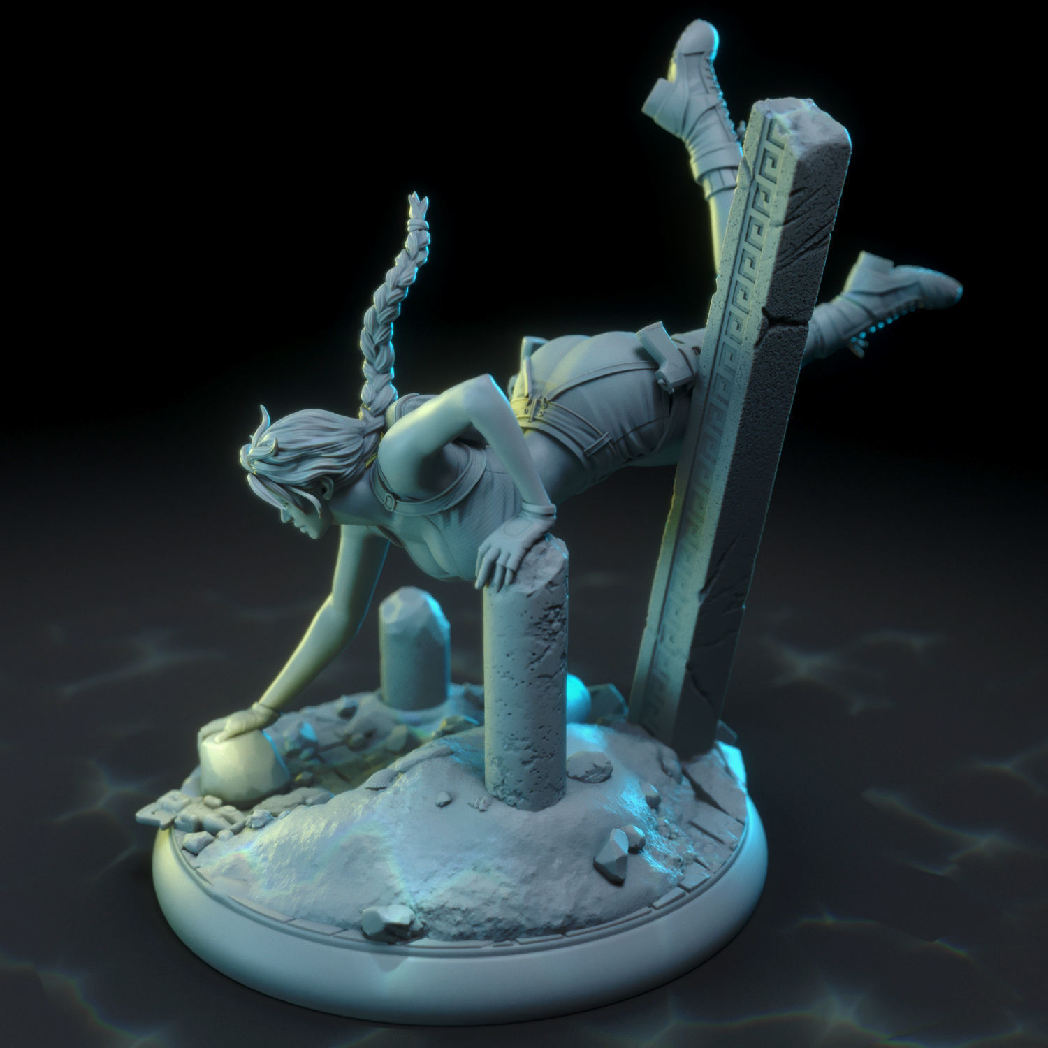 Lara Croft swimming 3D print model_19