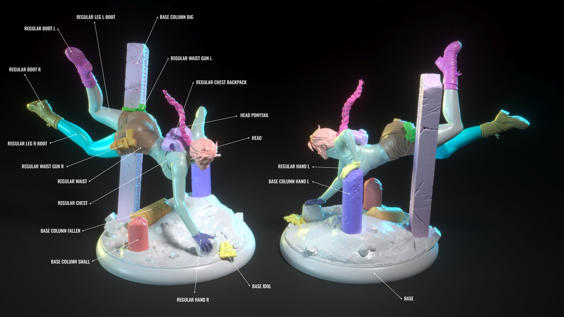 Lara Croft swimming 3D print model_20