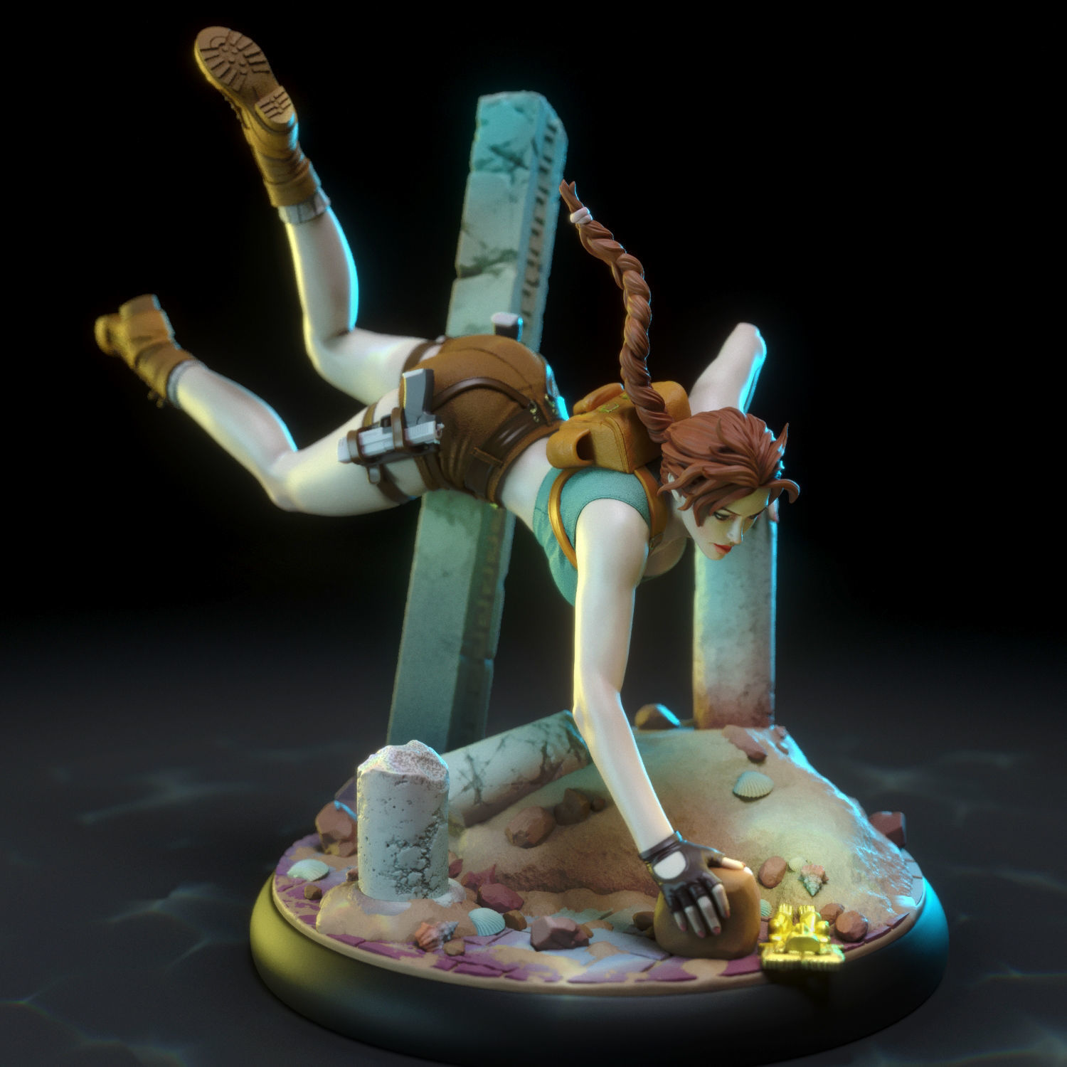 Lara Croft swimming 3D print model_1