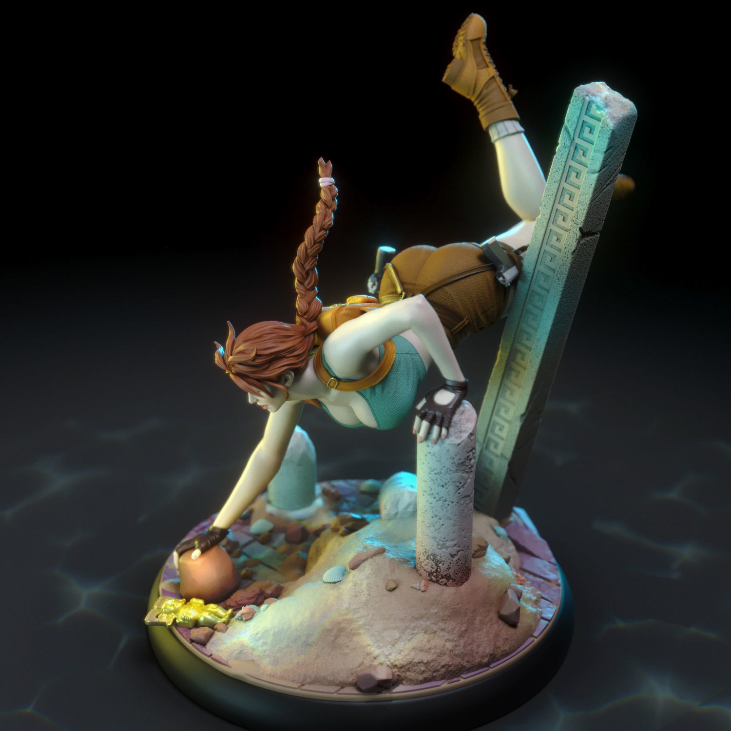 Lara Croft swimming 3D print model_9