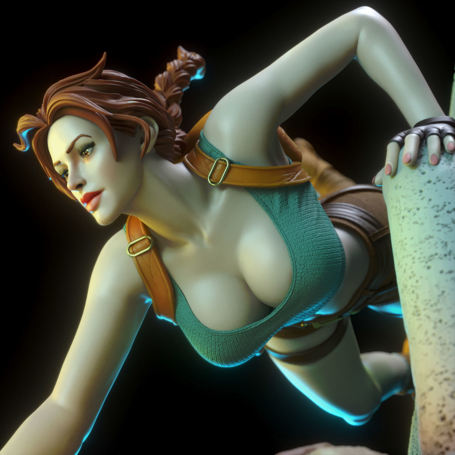 Lara Croft swimming 3D print model_10