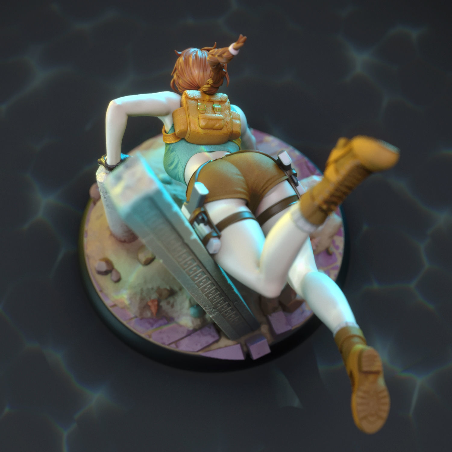 Lara Croft swimming 3D print model_6