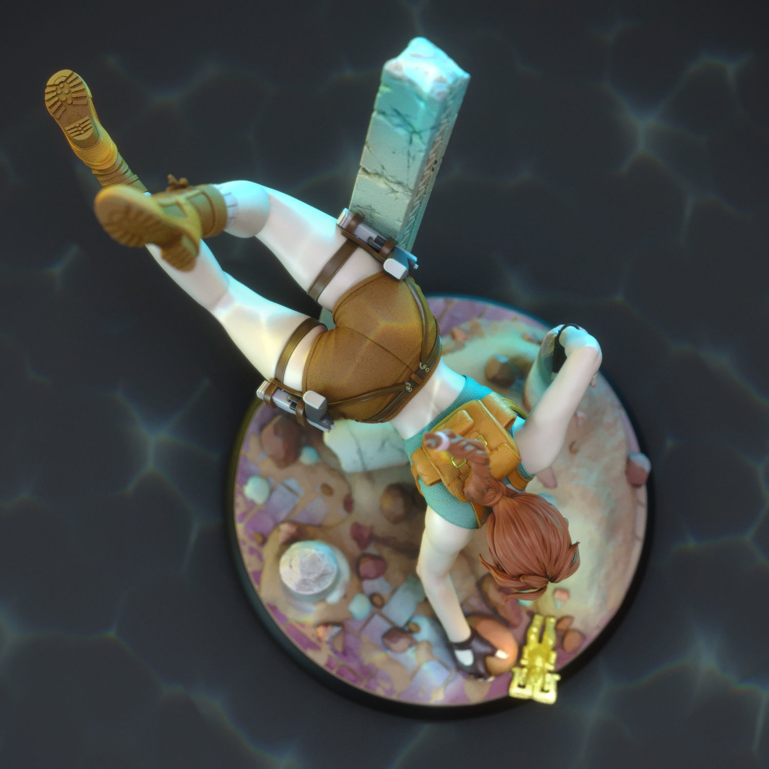 Lara Croft swimming 3D print model_12