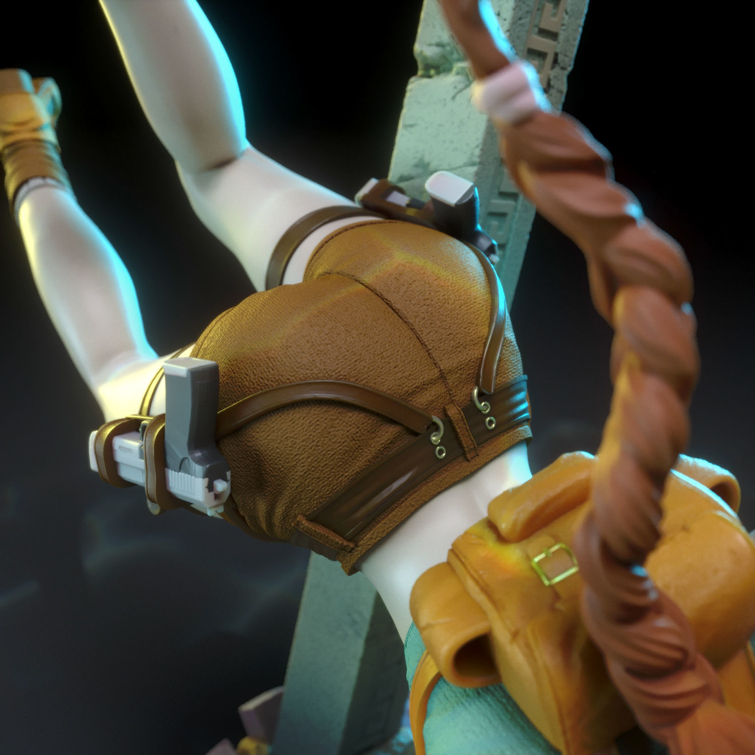 Lara Croft swimming 3D print model_14