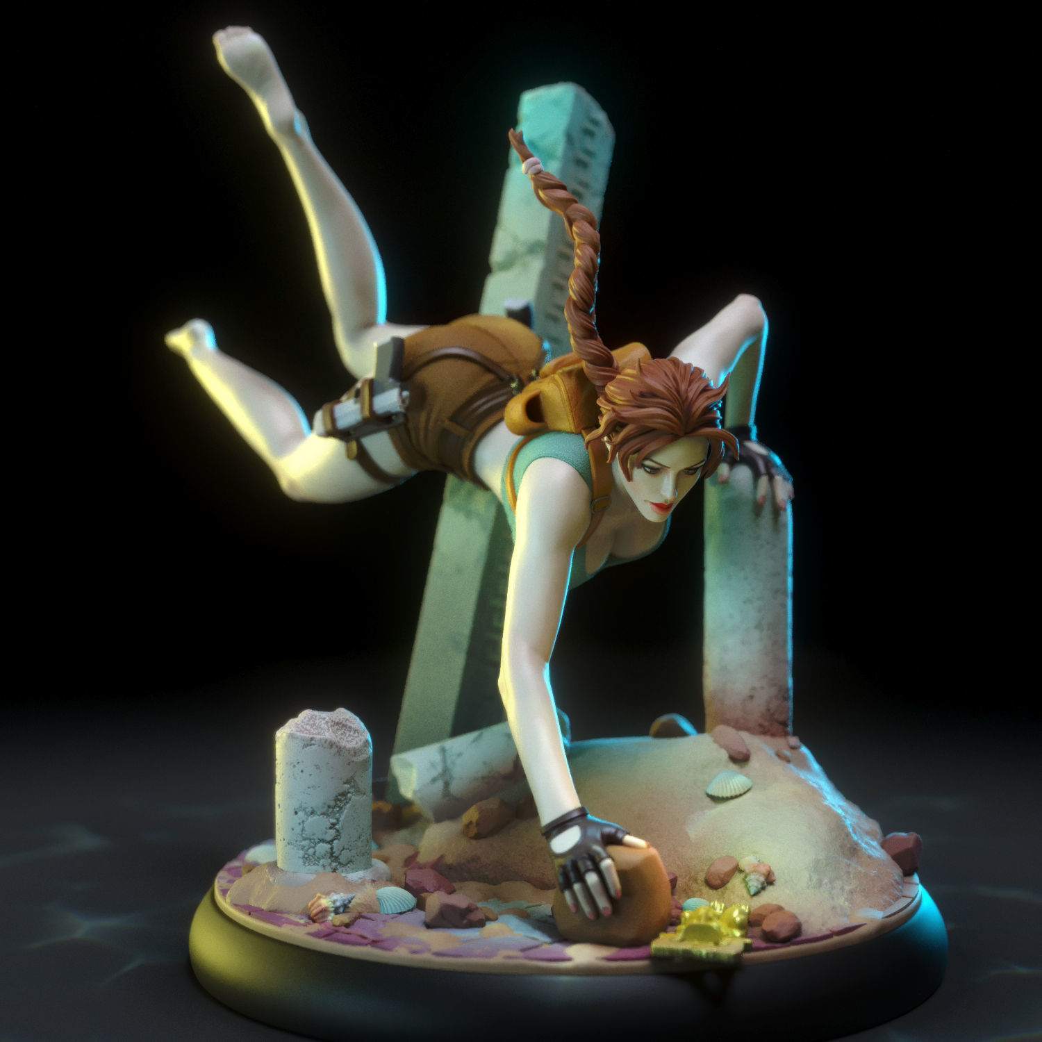 Lara Croft swimming 3D print model_15