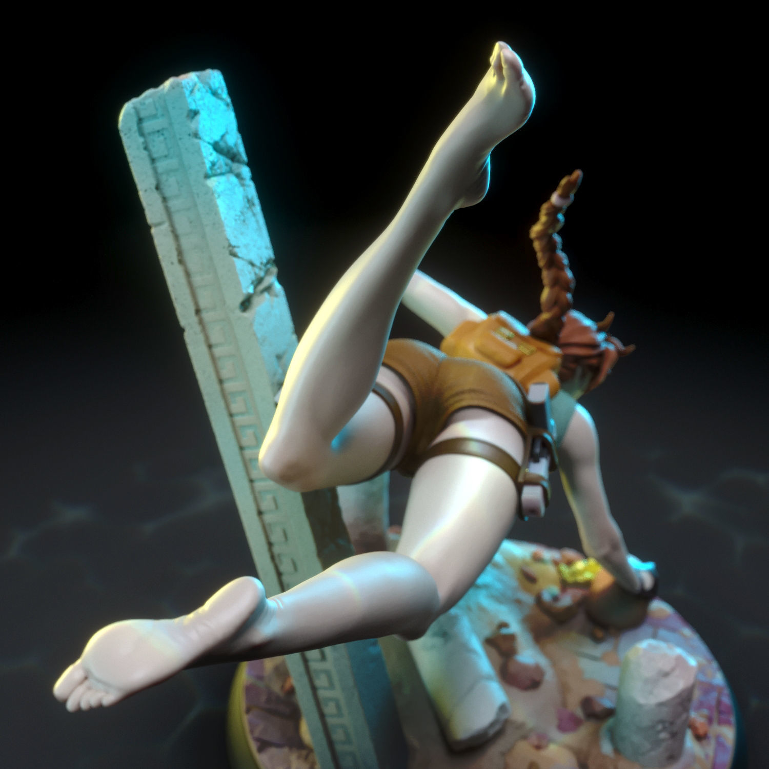 Lara Croft swimming 3D print model_16