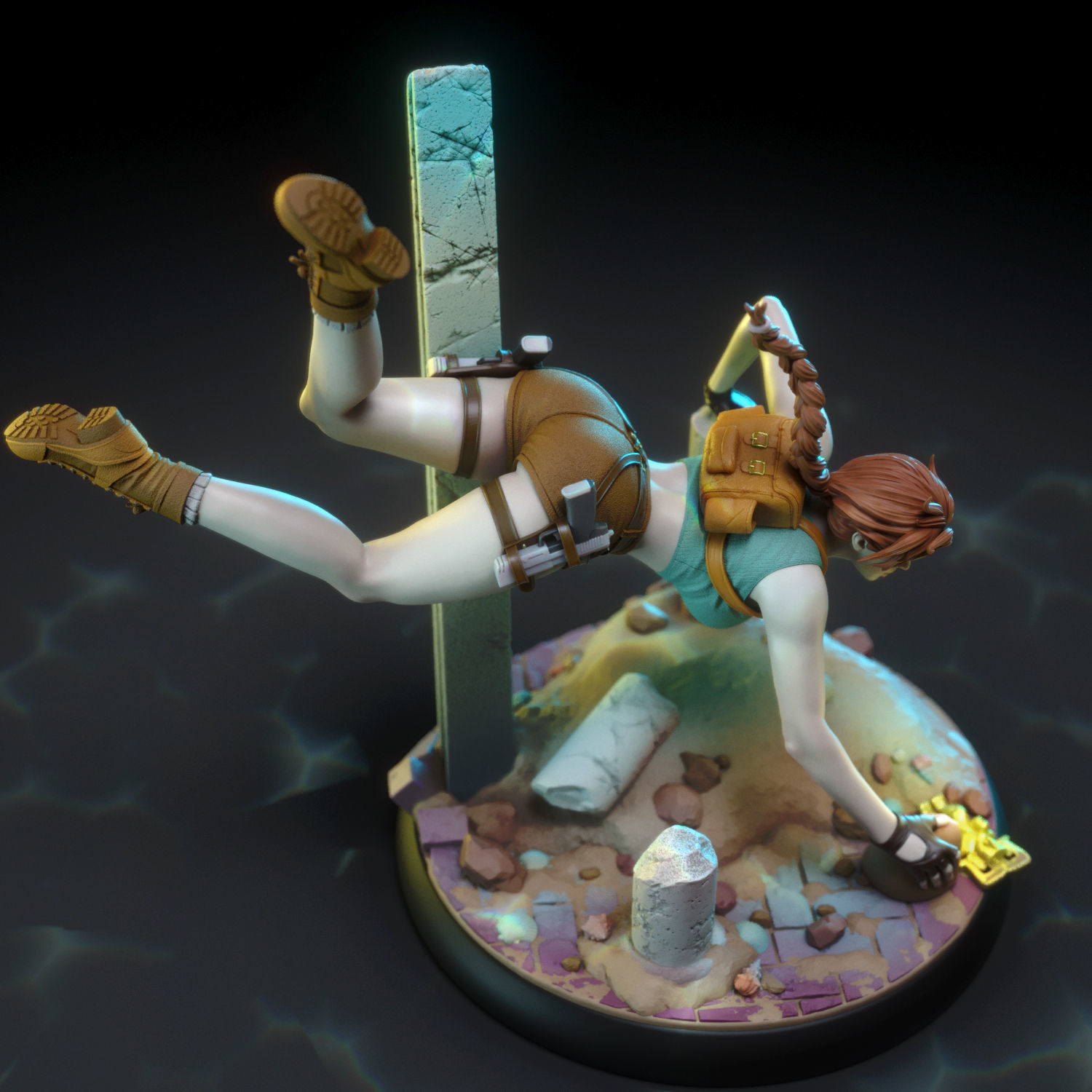 Lara Croft swimming 3D print model_2