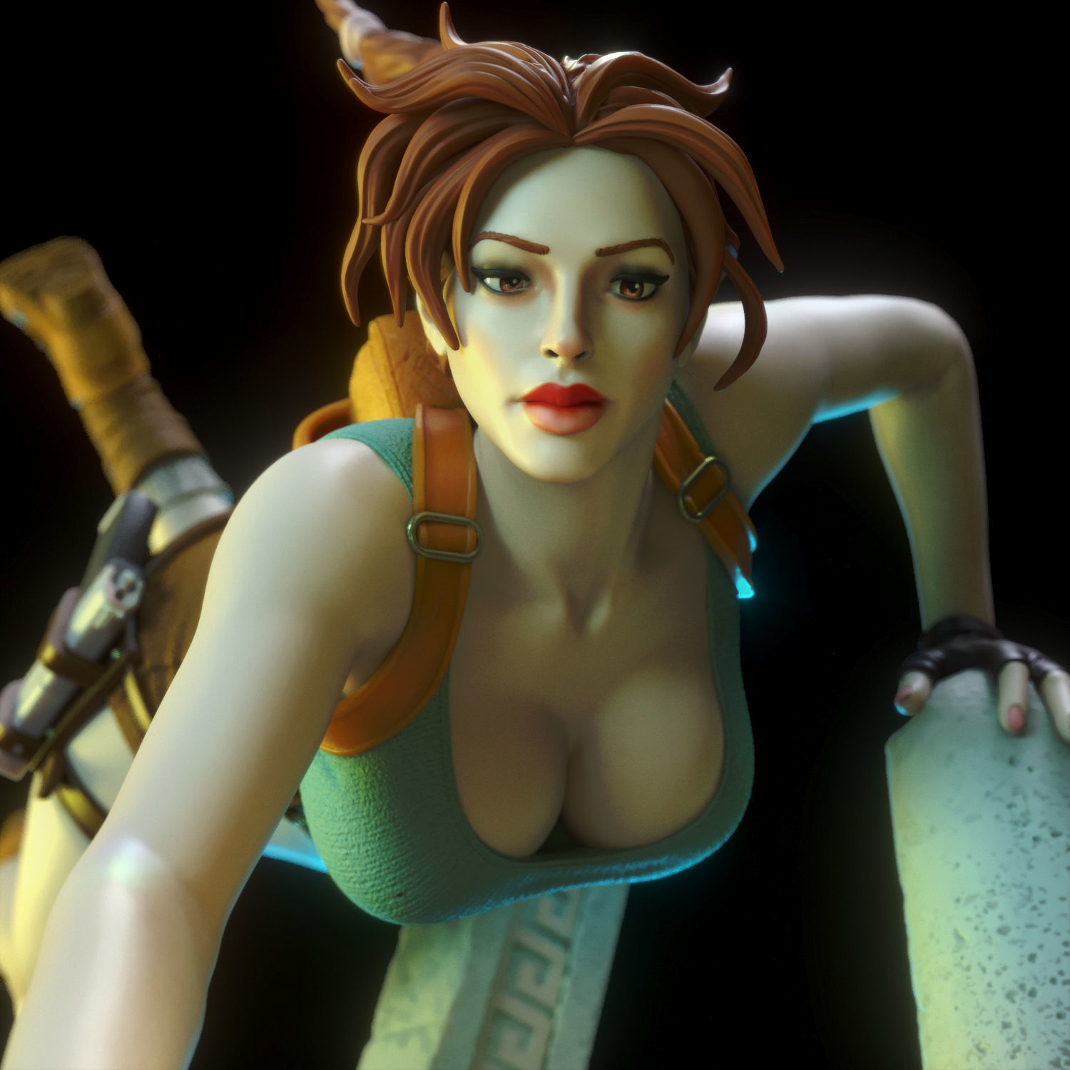 Lara Croft swimming 3D print model_11