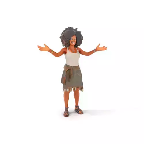 Afrocentric Female Character Rigged and Animated D Model