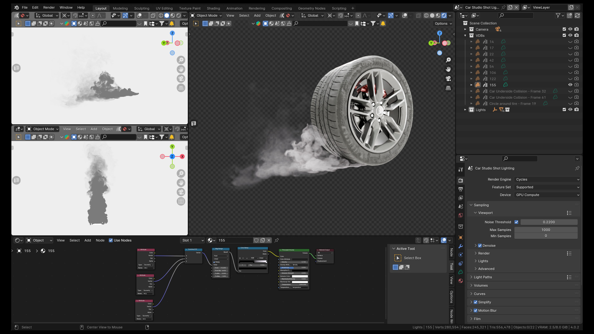 Car Tire Burnout Smoke VBD Pack 3D model_1