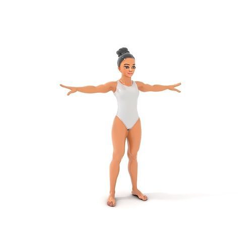 Youthful Athletic Character in Bodysuit  Rigged and Animated Low-poly 3D model