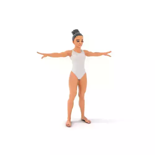 Youthful Athletic Character in Bodysuit  Rigged and Animated
