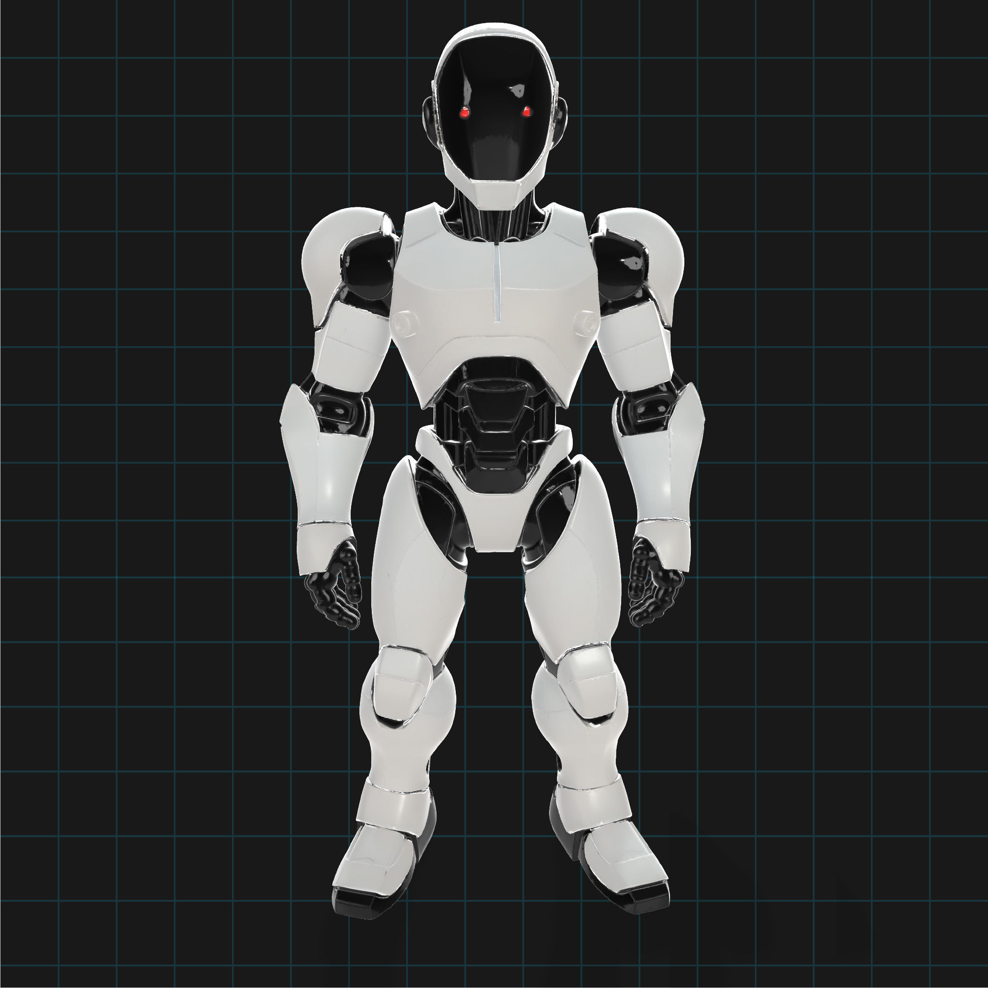 Futuristic Humanoid Robot Model Sci-Fi Android Character 3D model_1