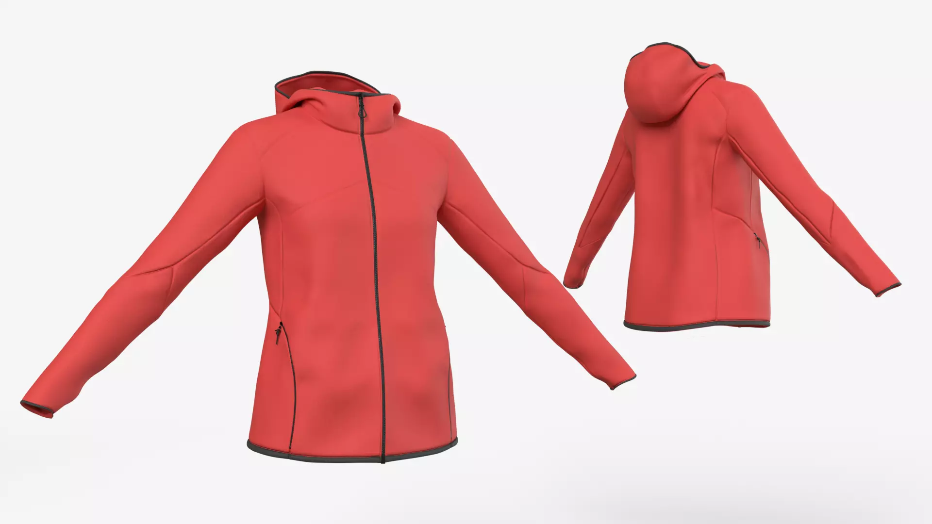 Red Polyester Jacket 3D model