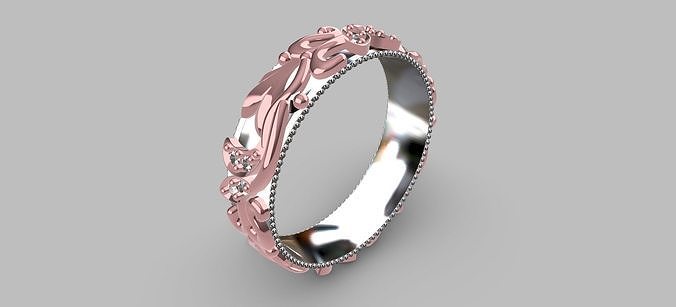 Studded Arabesque Wedding Rings 3D print model