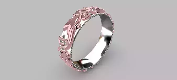 Studded Arabesque Wedding Rings