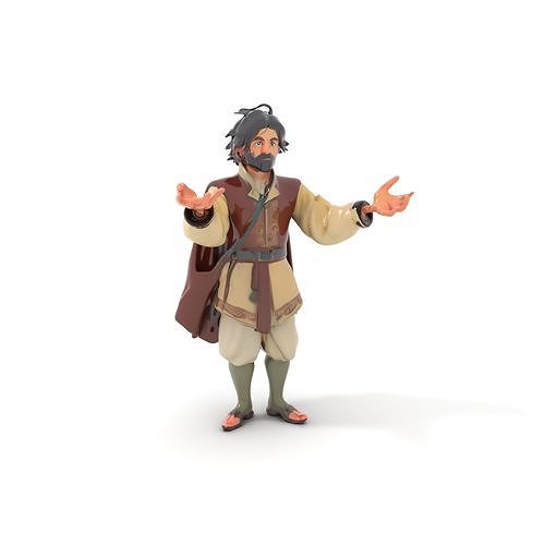 Medieval Wanderer Rigged and Animated D Character Model Low-poly 3D model
